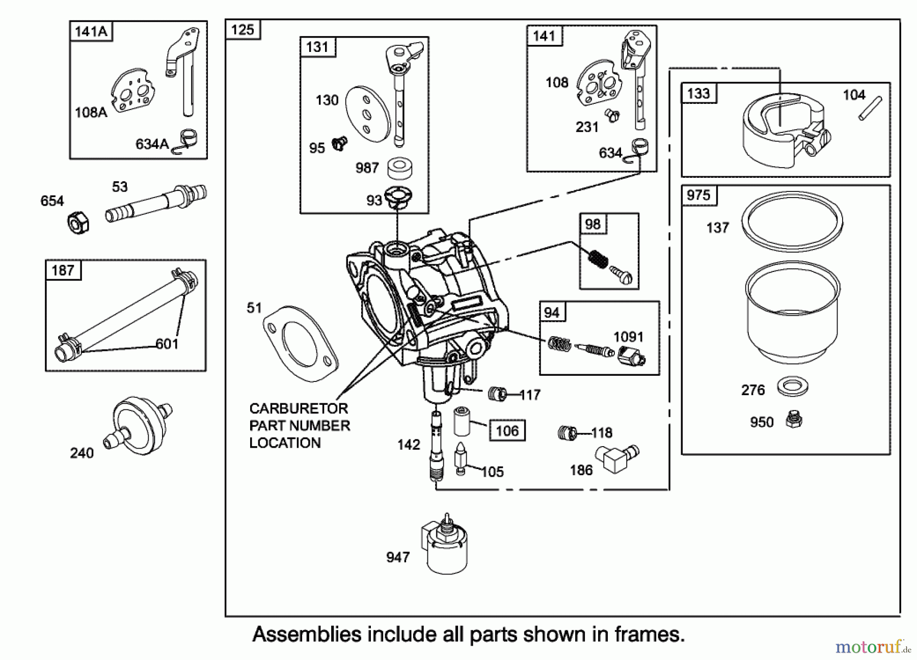 Toro Neu Mowers, Lawn & Garden Tractor Seite 1 71226 (16-38XLE) - Toro 16-38XLE Lawn Tractor, 2002 (220010001-220999999) CARBURETOR ASSEMBLY ENGINE BRIGGS AND STRATTON MODEL 286H77-0121-E1
