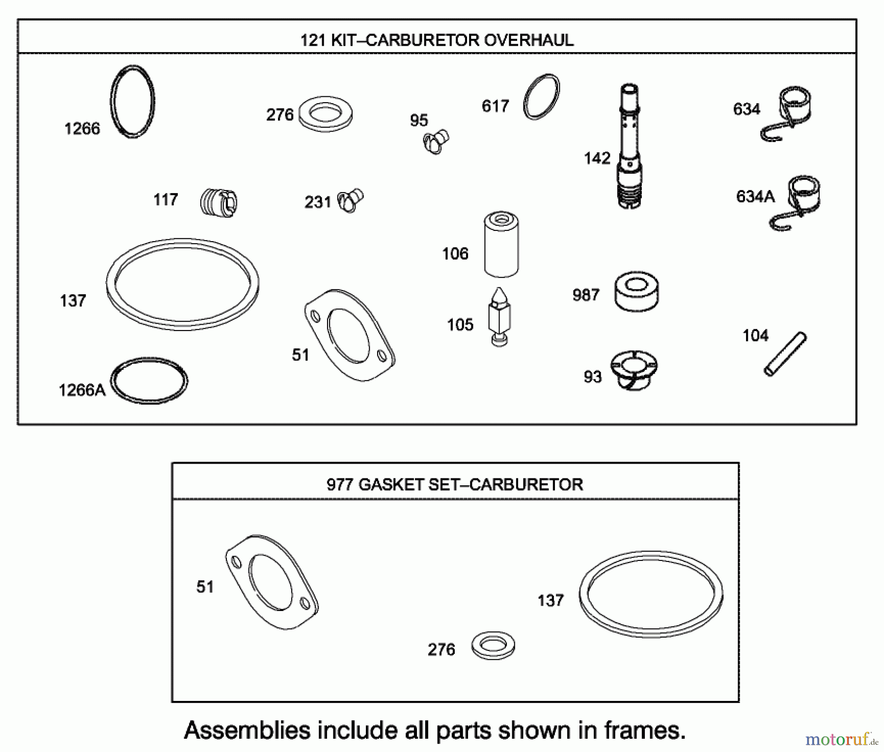 Toro Neu Mowers, Lawn & Garden Tractor Seite 1 71226 (16-38XLE) - Toro 16-38XLE Lawn Tractor, 2002 (220010001-220999999) CARBURETOR OVERHAUL KIT ASSEMBLY ENGINE BRIGGS AND STRATTON MODEL 286H77-0121-E1