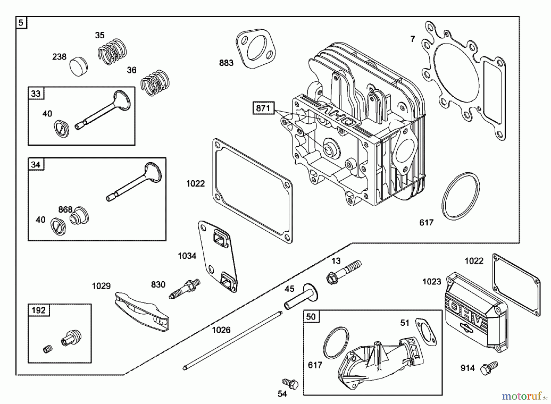 Toro Neu Mowers, Lawn & Garden Tractor Seite 1 71226 (16-38XLE) - Toro 16-38XLE Lawn Tractor, 2002 (220010001-220999999) CYLINDER HEAD ASSEMBLY ENGINE BRIGGS AND STRATTON MODEL 286H77-0121-E1