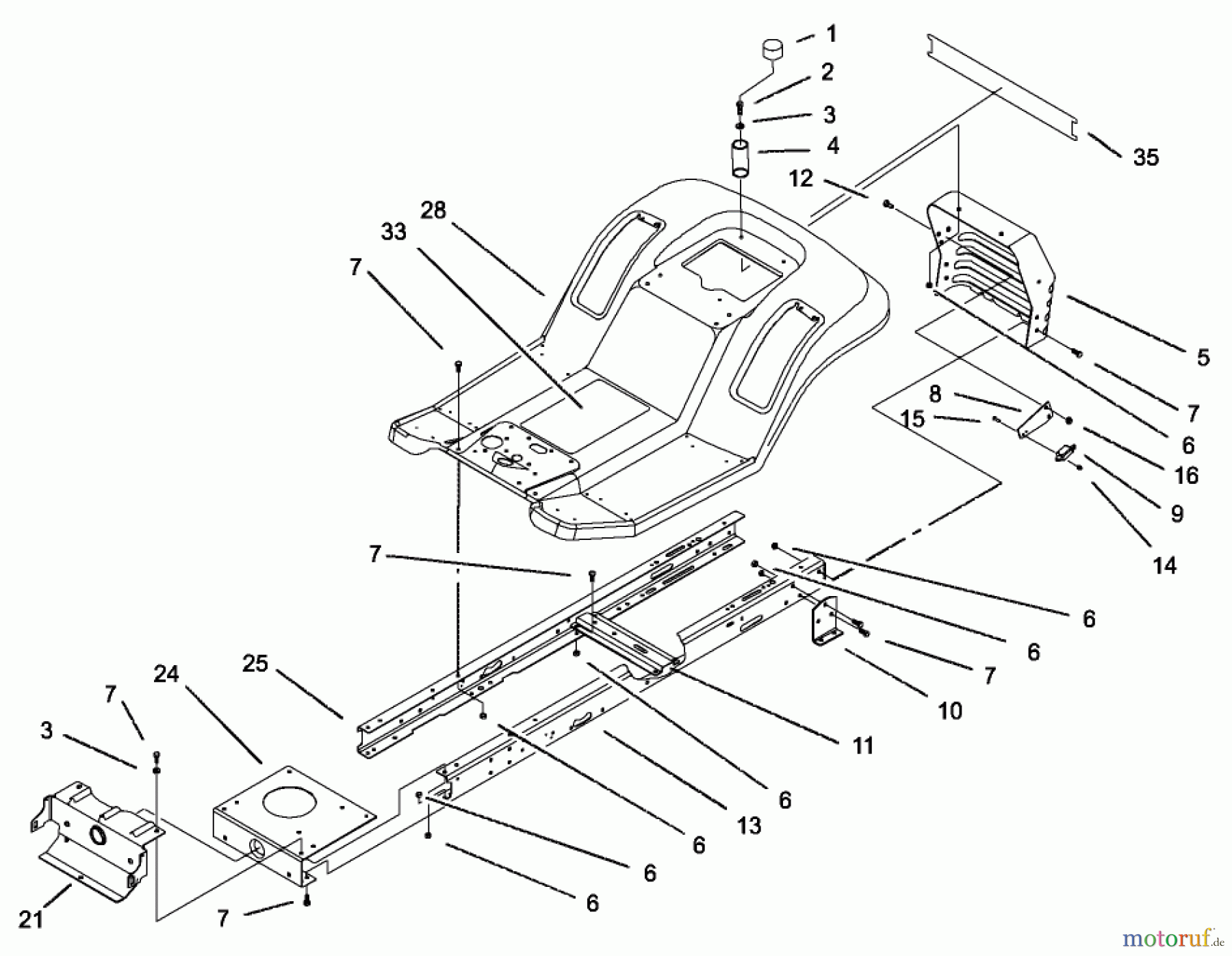 Toro Neu Mowers, Lawn & Garden Tractor Seite 1 71226 (16-38XLE) - Toro 16-38XLE Lawn Tractor, 2002 (220010001-220999999) FRAME AND BODY ASSEMBLY