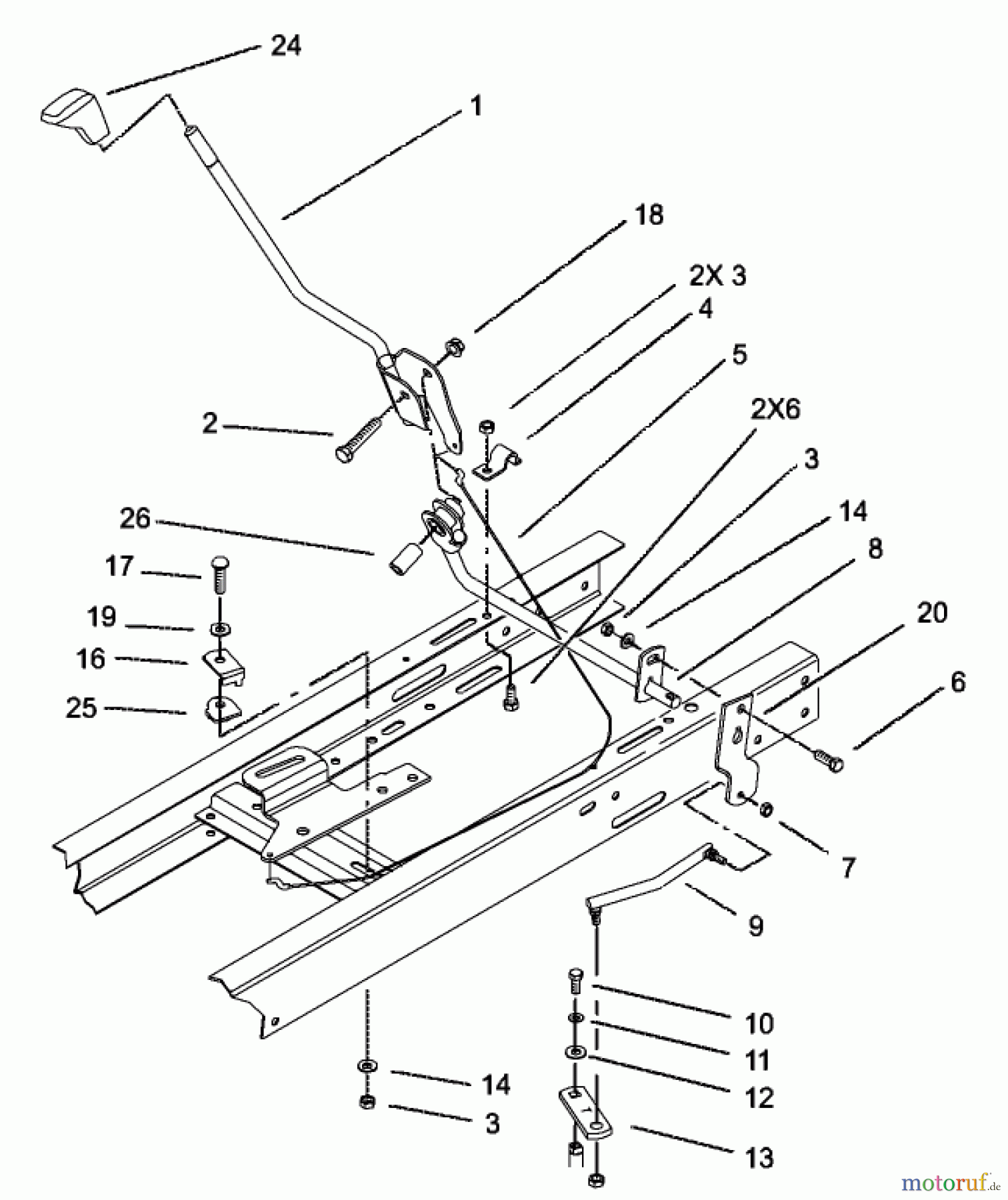 Toro Neu Mowers, Lawn & Garden Tractor Seite 1 71226 (16-38XLE) - Toro 16-38XLE Lawn Tractor, 2002 (220010001-220999999) SHIFTING ASSEMBLY