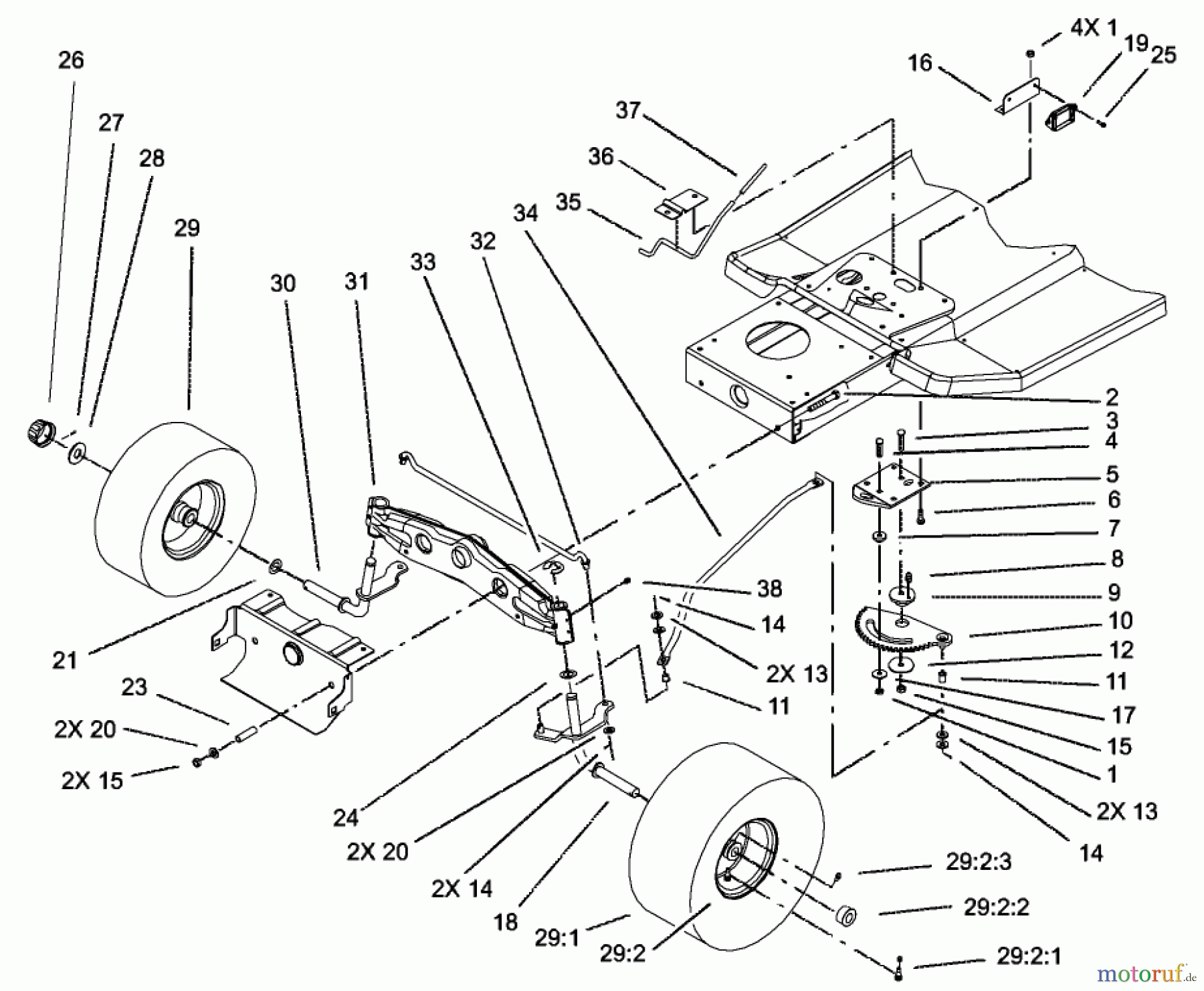 Toro Neu Mowers, Lawn & Garden Tractor Seite 1 71226 (16-38XLE) - Toro 16-38XLE Lawn Tractor, 2002 (220010001-220999999) STEERING ASSEMBLY