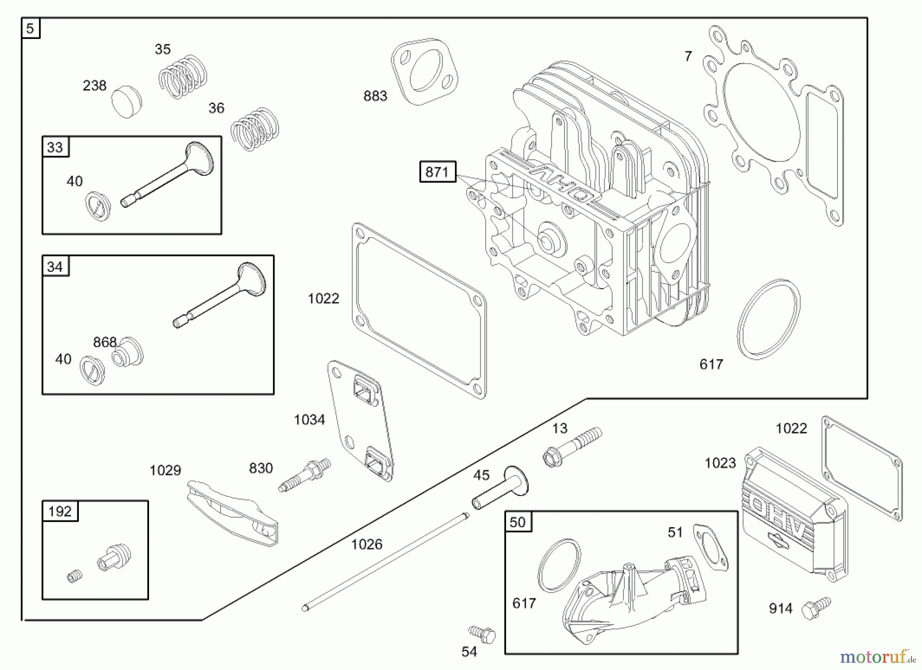 Toro Neu Mowers, Lawn & Garden Tractor Seite 1 71223 (16-38XL) - Toro 16-38XL Lawn Tractor, 2003 (230000001-230999999) CYLINDER HEAD ASSEMBLY BRIGGS AND STRATTON MODEL 286H77-0121-E1