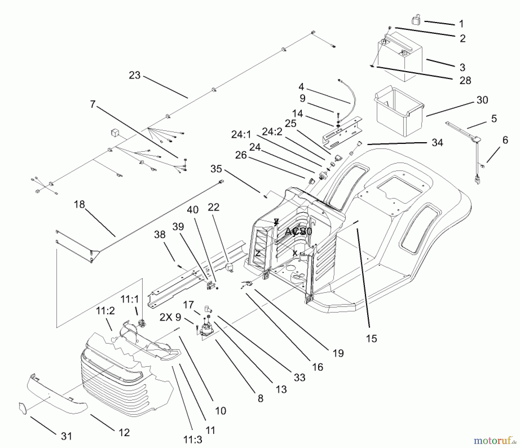 Toro Neu Mowers, Lawn & Garden Tractor Seite 1 71223 (16-38XL) - Toro 16-38XL Lawn Tractor, 2003 (230000001-230999999) ELECTRICAL ASSEMBLY