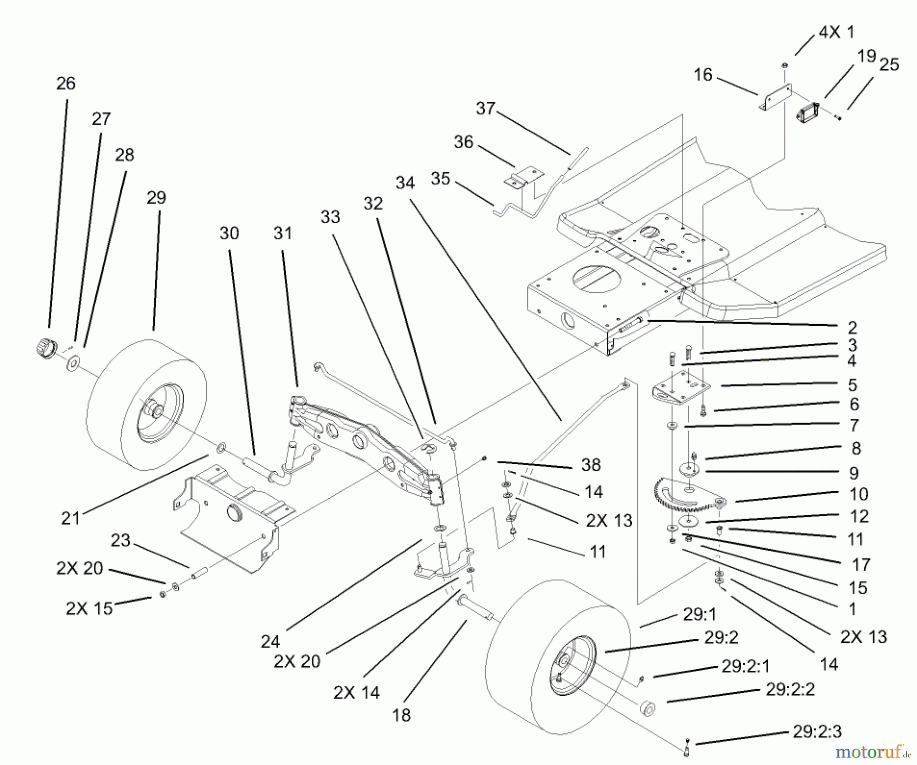 Toro Neu Mowers, Lawn & Garden Tractor Seite 1 71223 (16-38XL) - Toro 16-38XL Lawn Tractor, 2003 (230000001-230999999) STEERING ASSEMBLY