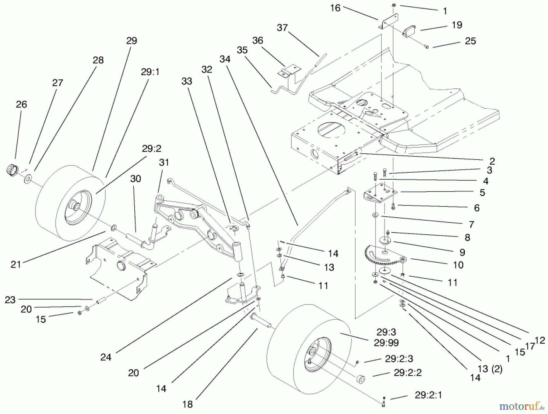  Toro Neu Mowers, Lawn & Garden Tractor Seite 1 71225 (16-38HXL) - Toro 16-38HXL Lawn Tractor, 2000 (200000001-200999999) STEERING COMPONENTS ASSEMBLY