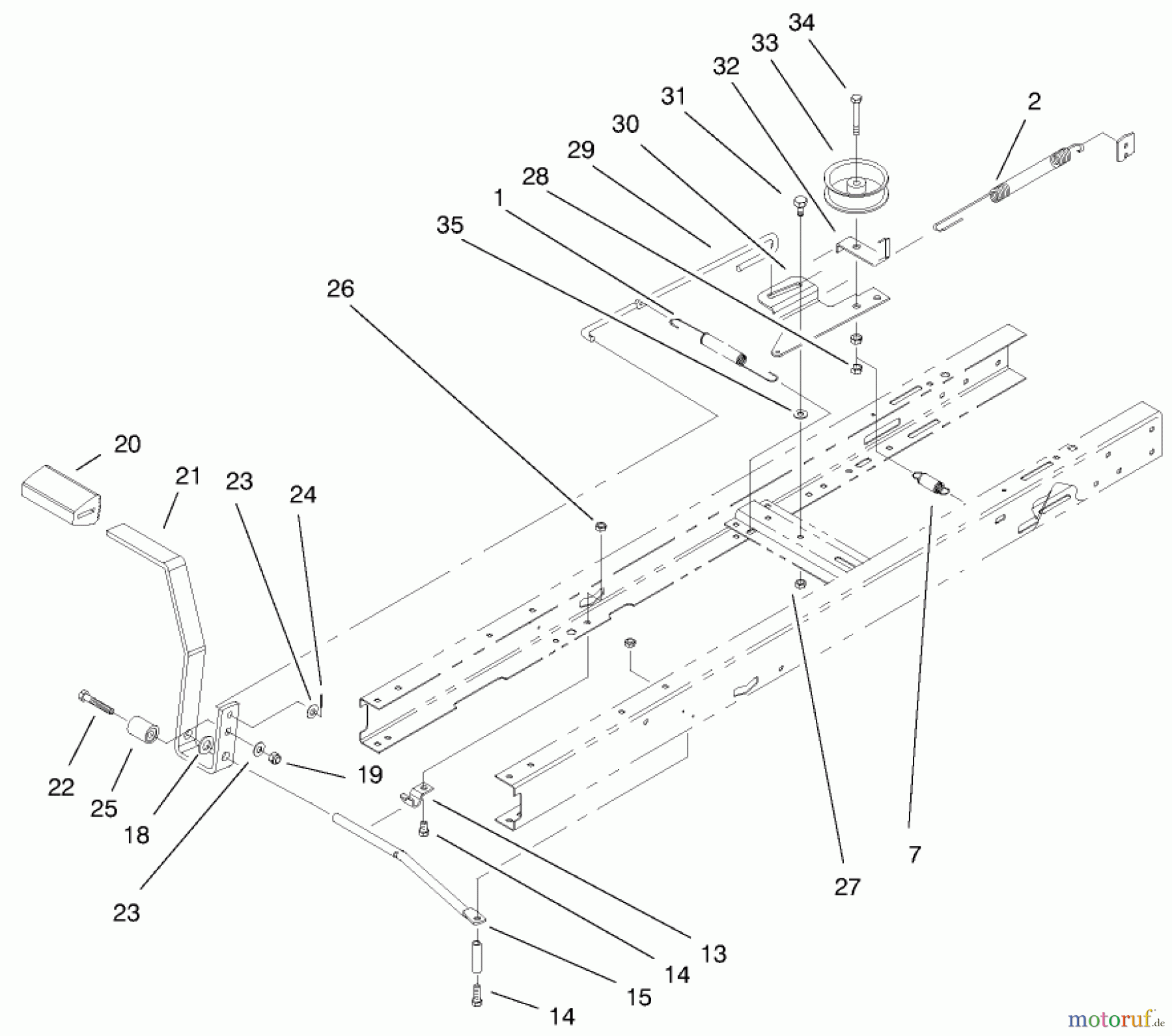 Toro Neu Mowers, Lawn & Garden Tractor Seite 1 71225 (16-38HXL) - Toro 16-38HXL Lawn Tractor, 2000 (200000001-200999999) TRACTION CLUTCHING COMPONENTS ASSEMBLY