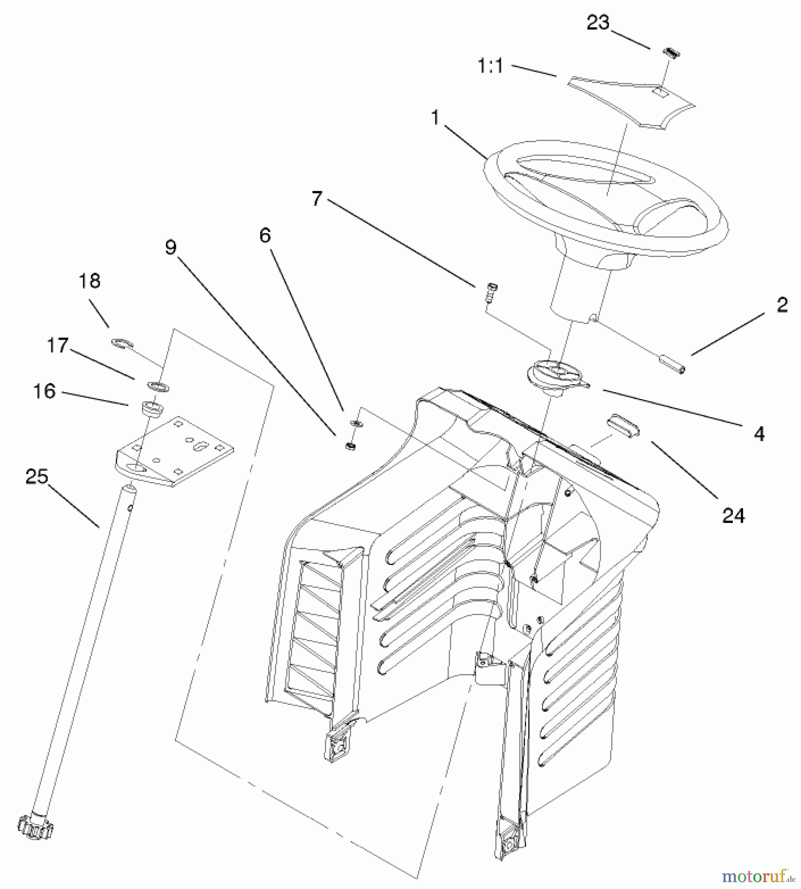 Toro Neu Mowers, Lawn & Garden Tractor Seite 1 71242 (16-38HXLE) - Toro 16-38HXLE Lawn Tractor, 2001 (210000001-210999999) FIXED STEERING ASSEMBLY