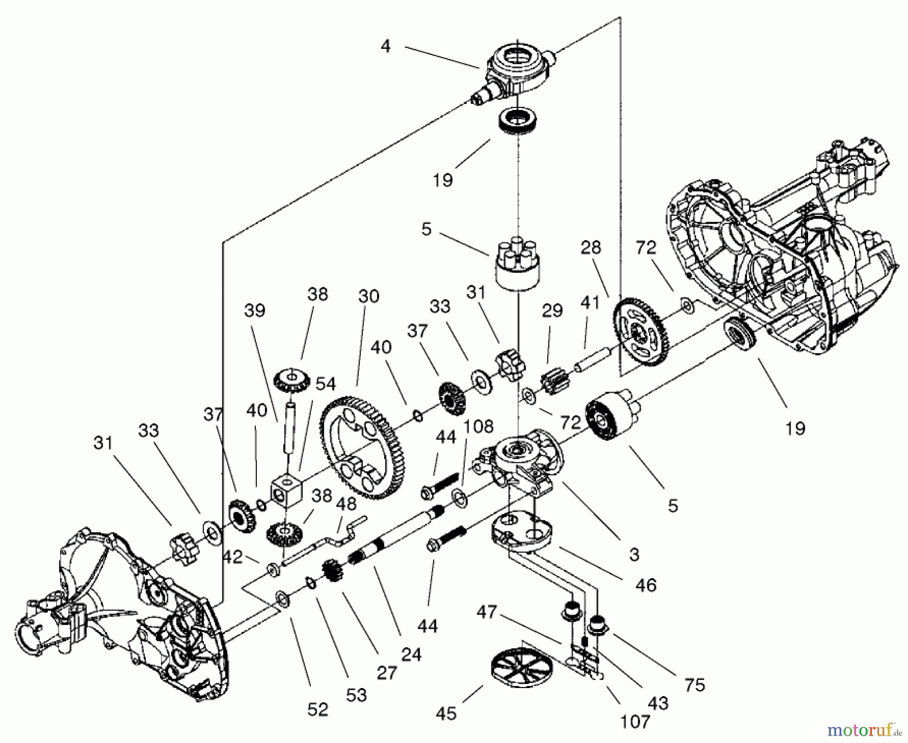 Toro Neu Mowers, Lawn & Garden Tractor Seite 1 71227 (16-38HXL) - Toro 16-38HXL Lawn Tractor, 2001 (210000001-210999999) GEAR ASSEMBLY