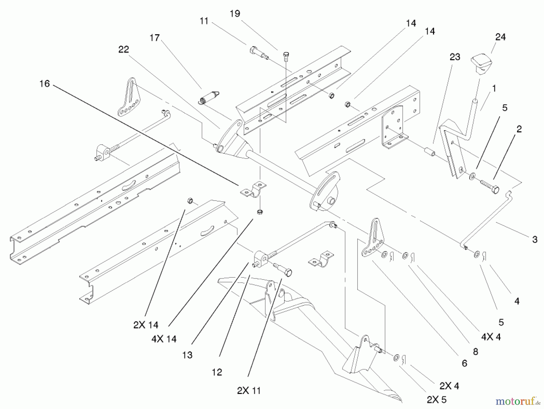 Toro Neu Mowers, Lawn & Garden Tractor Seite 1 71227 (16-38HXL) - Toro 16-38HXL Lawn Tractor, 2001 (210000001-210999999) HEIGHT OF CUT ASSEMBLY