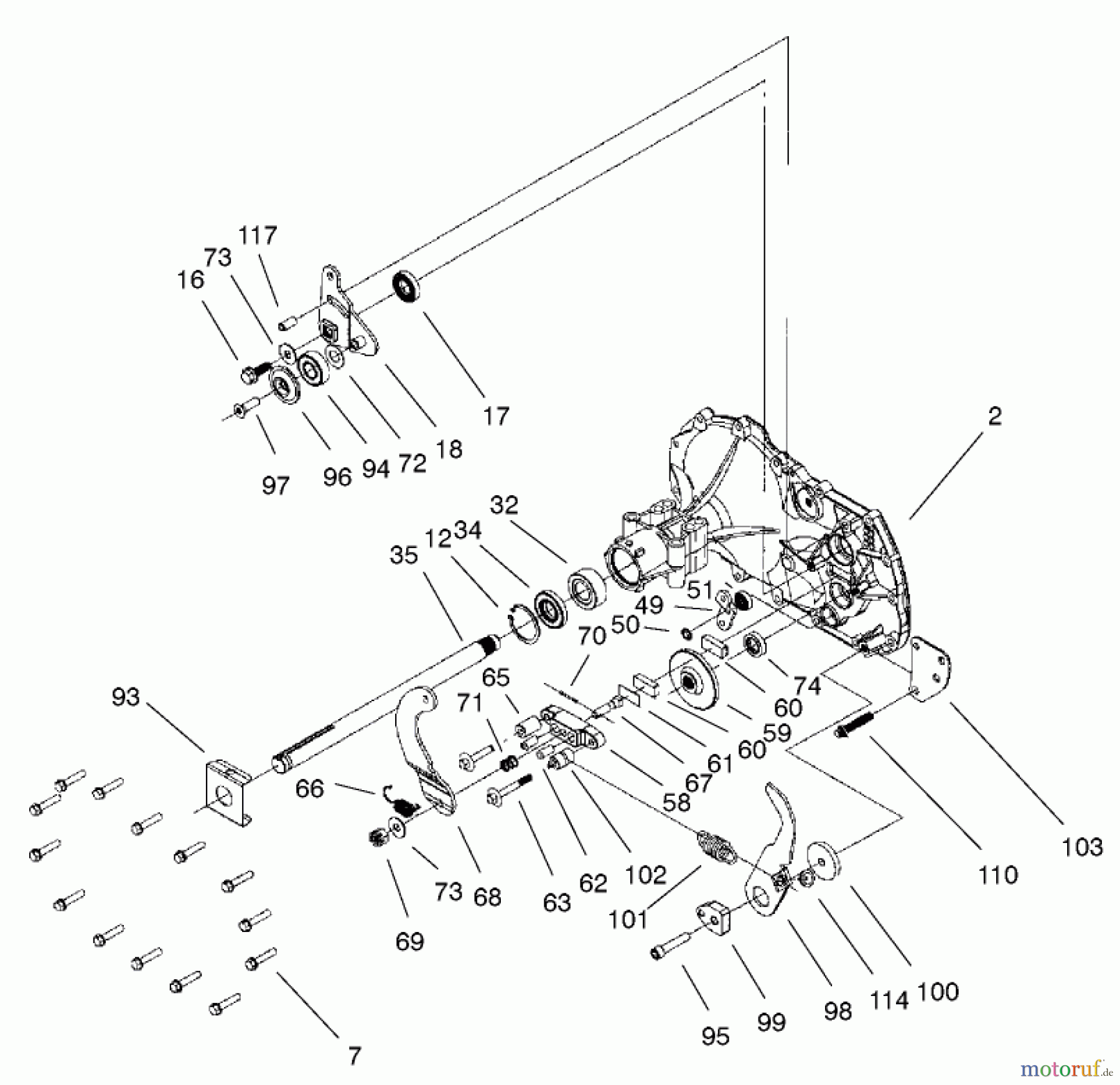 Toro Neu Mowers, Lawn & Garden Tractor Seite 1 71227 (16-38HXL) - Toro 16-38HXL Lawn Tractor, 2001 (210000001-210999999) HOUSING & BEARING ASSEMBLY