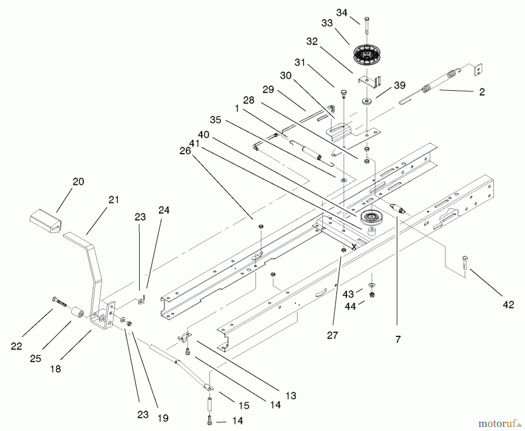 Toro Neu Mowers, Lawn & Garden Tractor Seite 1 71242 (16-38HXLE) - Toro 16-38HXLE Lawn Tractor, 2001 (210000001-210999999) TRACTION CLUTCHING ASSEMBLY