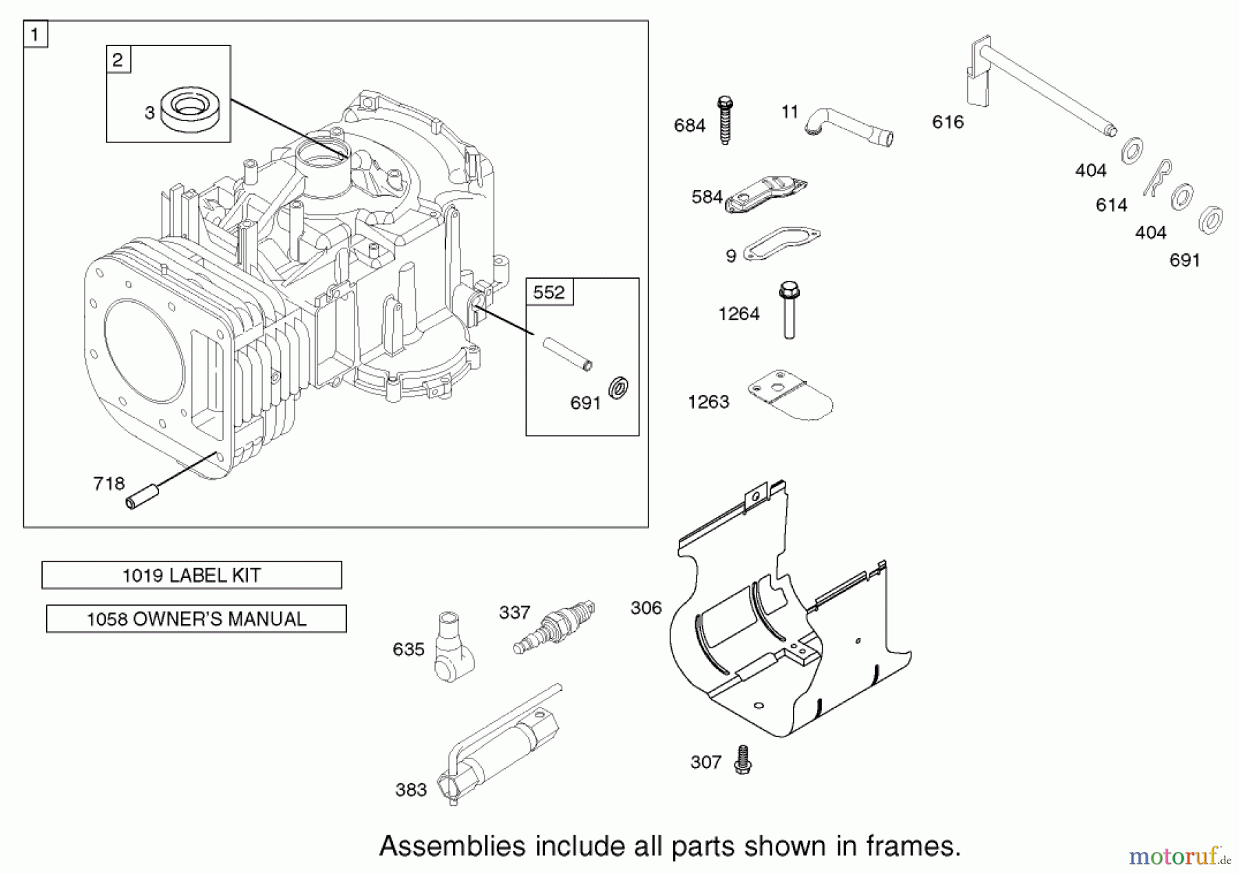 Toro Neu Mowers, Lawn & Garden Tractor Seite 1 71227 (16-38HXL) - Toro 16-38HXL Lawn Tractor, 2002 (220010001-220999999) CYLINDER ASSEMBLY BRIGGS AND STRATTON MODEL 286H77-0121-E1