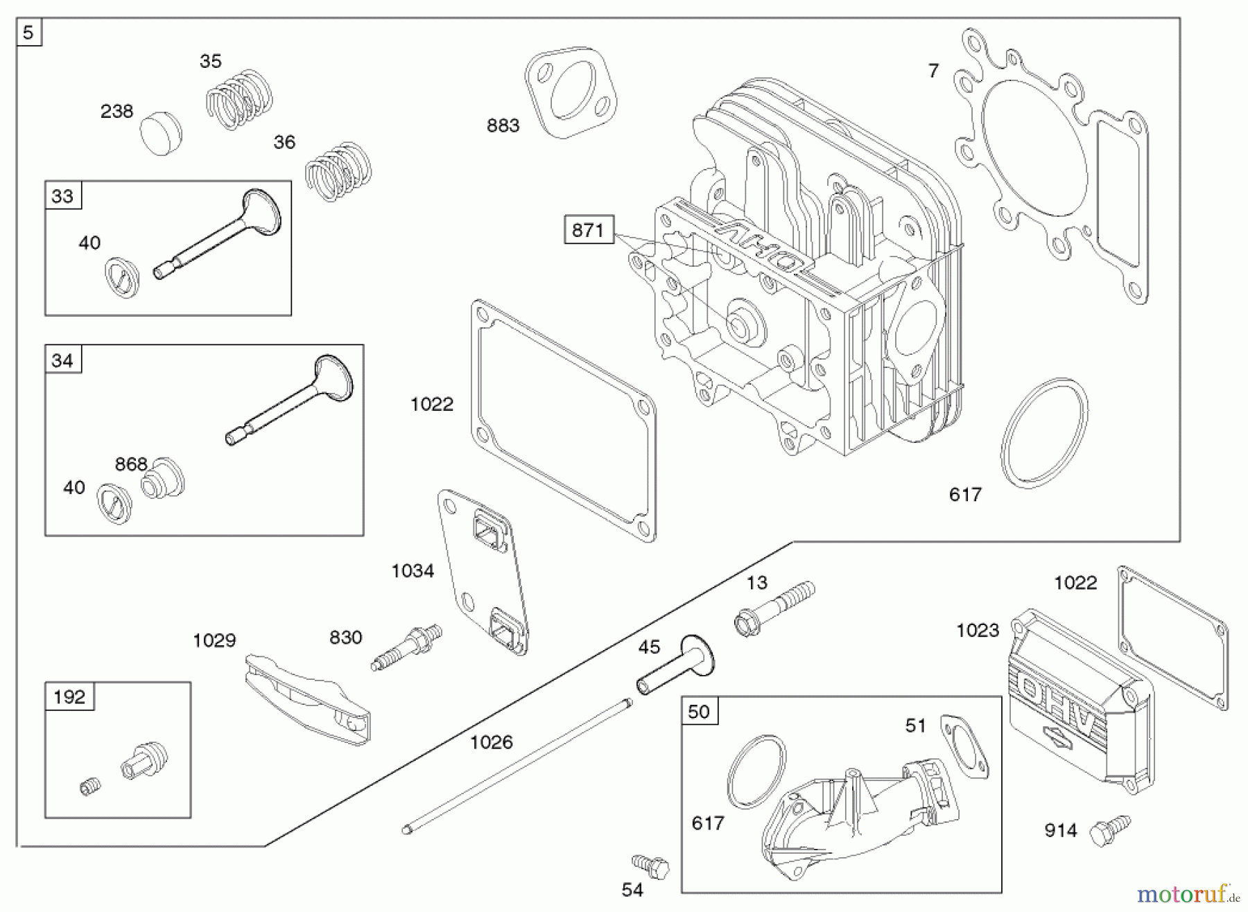  Toro Neu Mowers, Lawn & Garden Tractor Seite 1 71227 (16-38HXL) - Toro 16-38HXL Lawn Tractor, 2002 (220010001-220999999) CYLINDER HEAD ASSEMBLY BRIGGS AND STRATTON MODEL 286H77-0121-E1