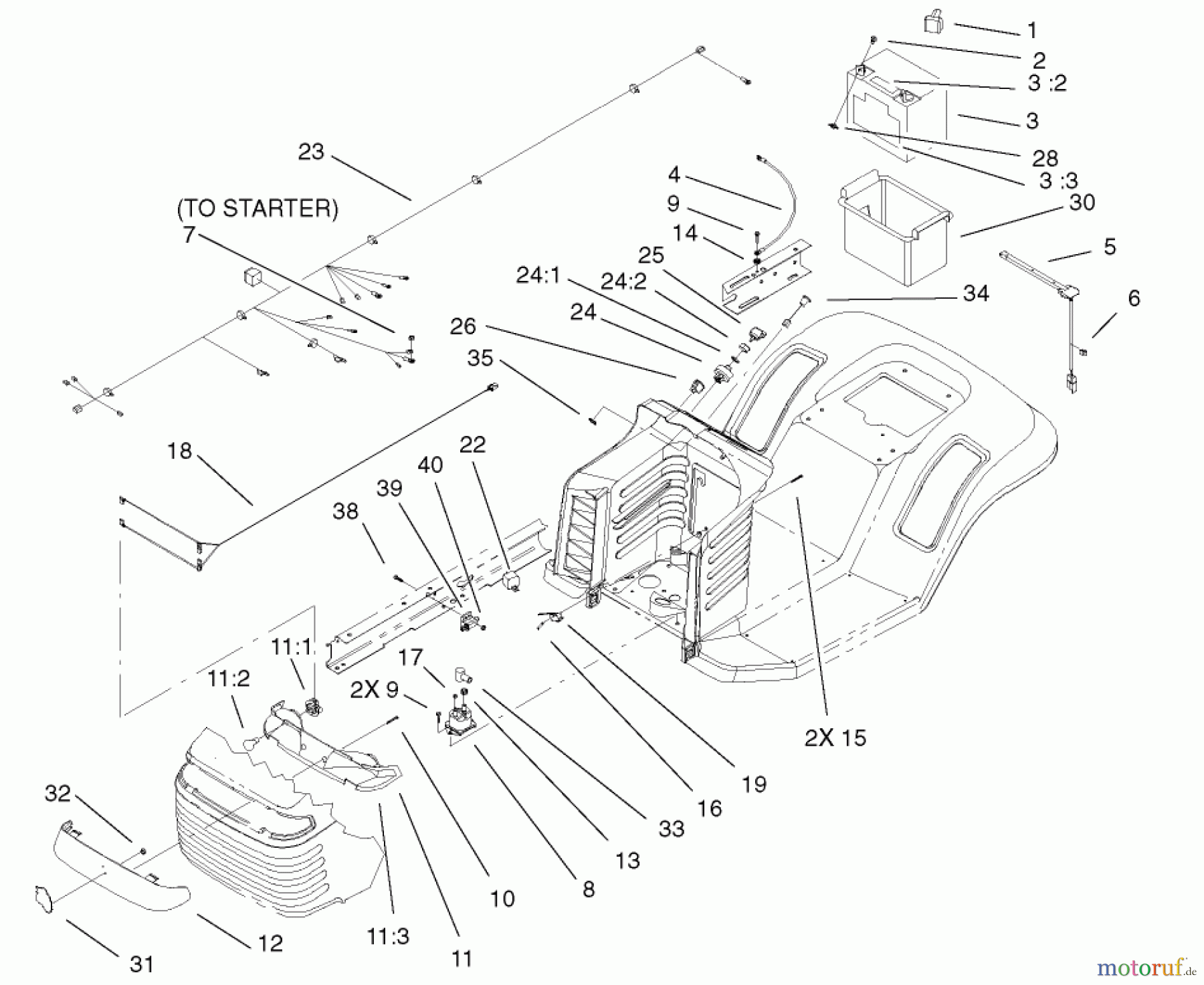  Toro Neu Mowers, Lawn & Garden Tractor Seite 1 71227 (16-38HXL) - Toro 16-38HXL Lawn Tractor, 2002 (220010001-220999999) ELECTRICAL ASSEMBLY