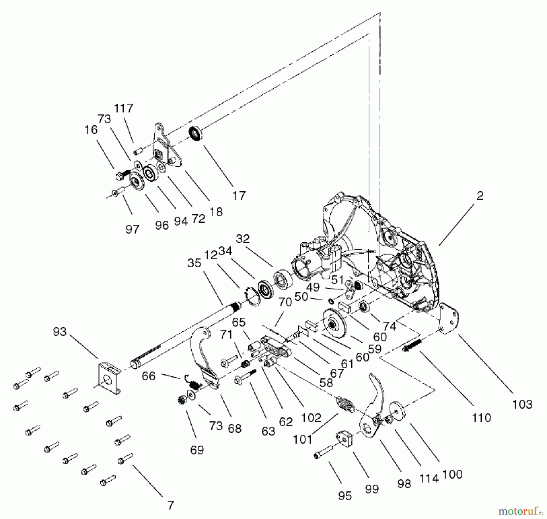  Toro Neu Mowers, Lawn & Garden Tractor Seite 1 71227 (16-38HXL) - Toro 16-38HXL Lawn Tractor, 2002 (220010001-220999999) HOUSING AND BEARING ASSEMBLY