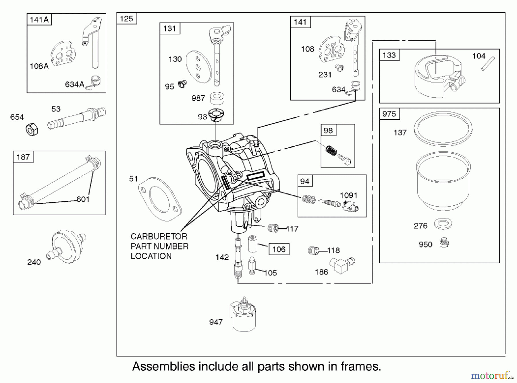 Toro Neu Mowers, Lawn & Garden Tractor Seite 1 71227 (16-38HXL) - Toro 16-38HXL Lawn Tractor, 2003 (230000001-230999999) CARBURETOR ASSEMBLY BRIGGS AND STRATTON MODEL 286H77-0121-E1