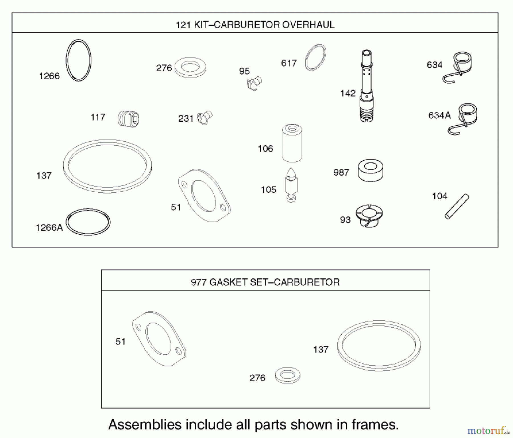 Toro Neu Mowers, Lawn & Garden Tractor Seite 1 71227 (16-38HXL) - Toro 16-38HXL Lawn Tractor, 2003 (230000001-230999999) CARBURETOR OVERHAUL KIT ASSEMBLY BRIGGS AND STRATTON MODEL 286H77-0121-E1