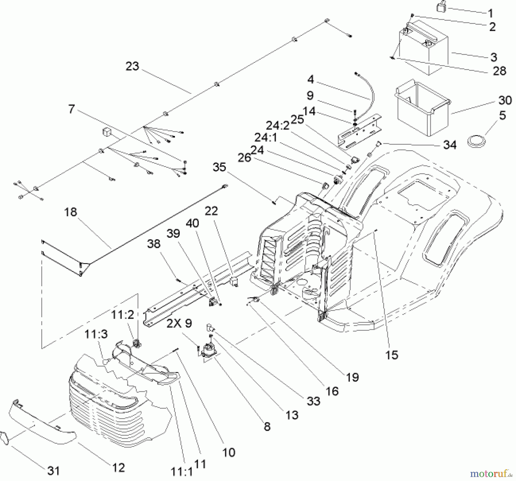 Toro Neu Mowers, Lawn & Garden Tractor Seite 1 71227 (16-38HXL) - Toro 16-38HXL Lawn Tractor, 2004 (240000001-240999999) ELECTRICAL COMPONENT ASSEMBLY