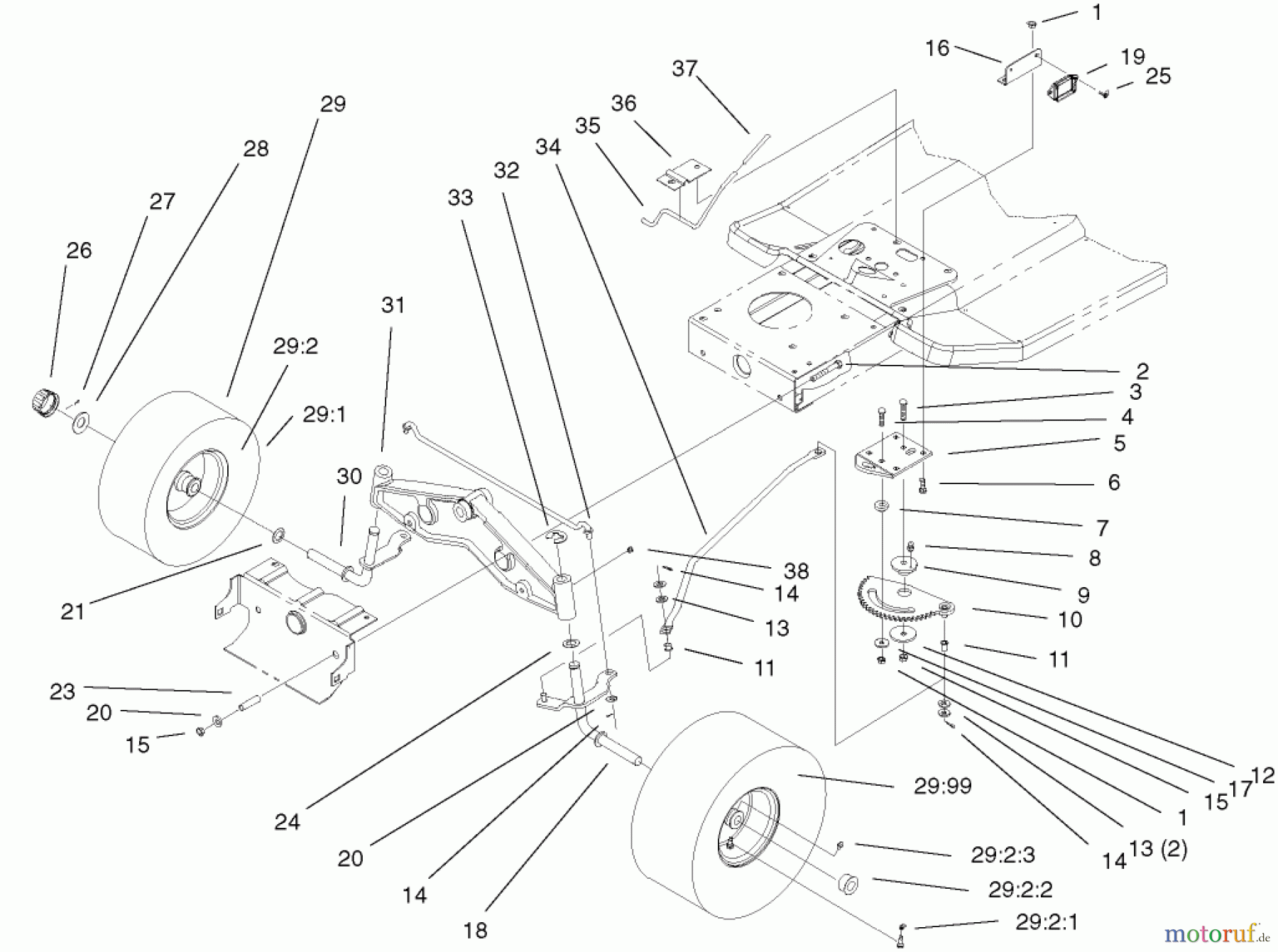Toro Neu Mowers, Lawn & Garden Tractor Seite 1 71227 (16-38HXL) - Toro 16-38HXL Lawn Tractor, 2004 (240000001-240999999) STEERING COMPONENTS ASSEMBLY
