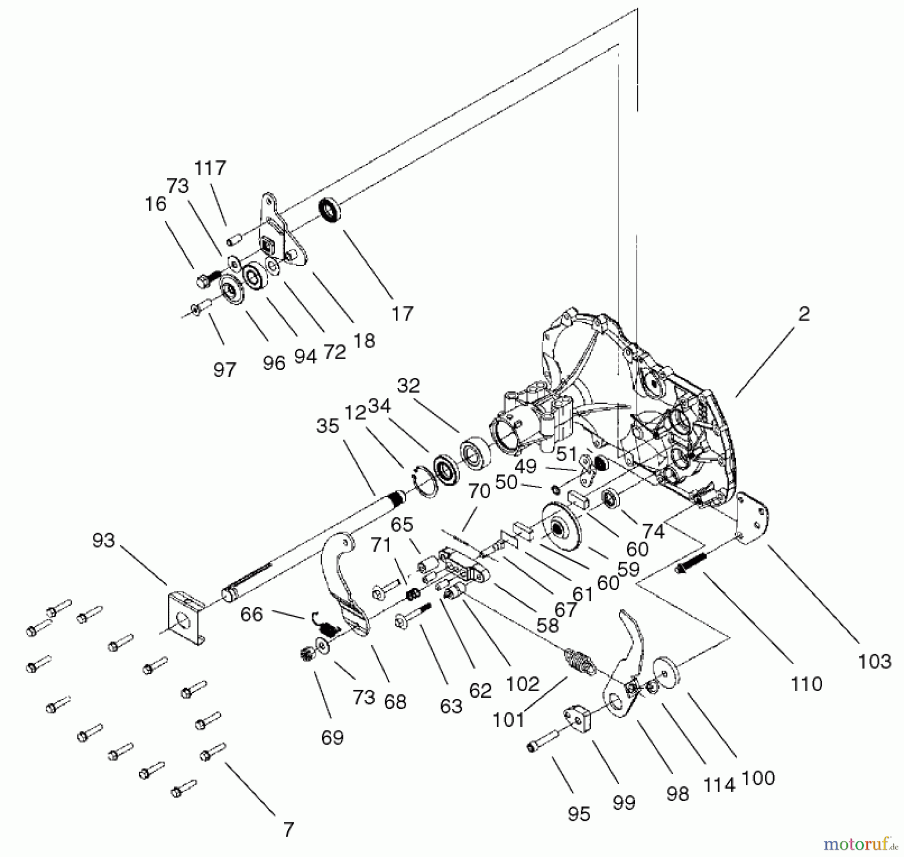  Toro Neu Mowers, Lawn & Garden Tractor Seite 1 71228 (17-44HXL) - Toro 17-44HXL Lawn Tractor, 2002 (220000001-220010000) HOUSING AND BEARING ASSEMBLY