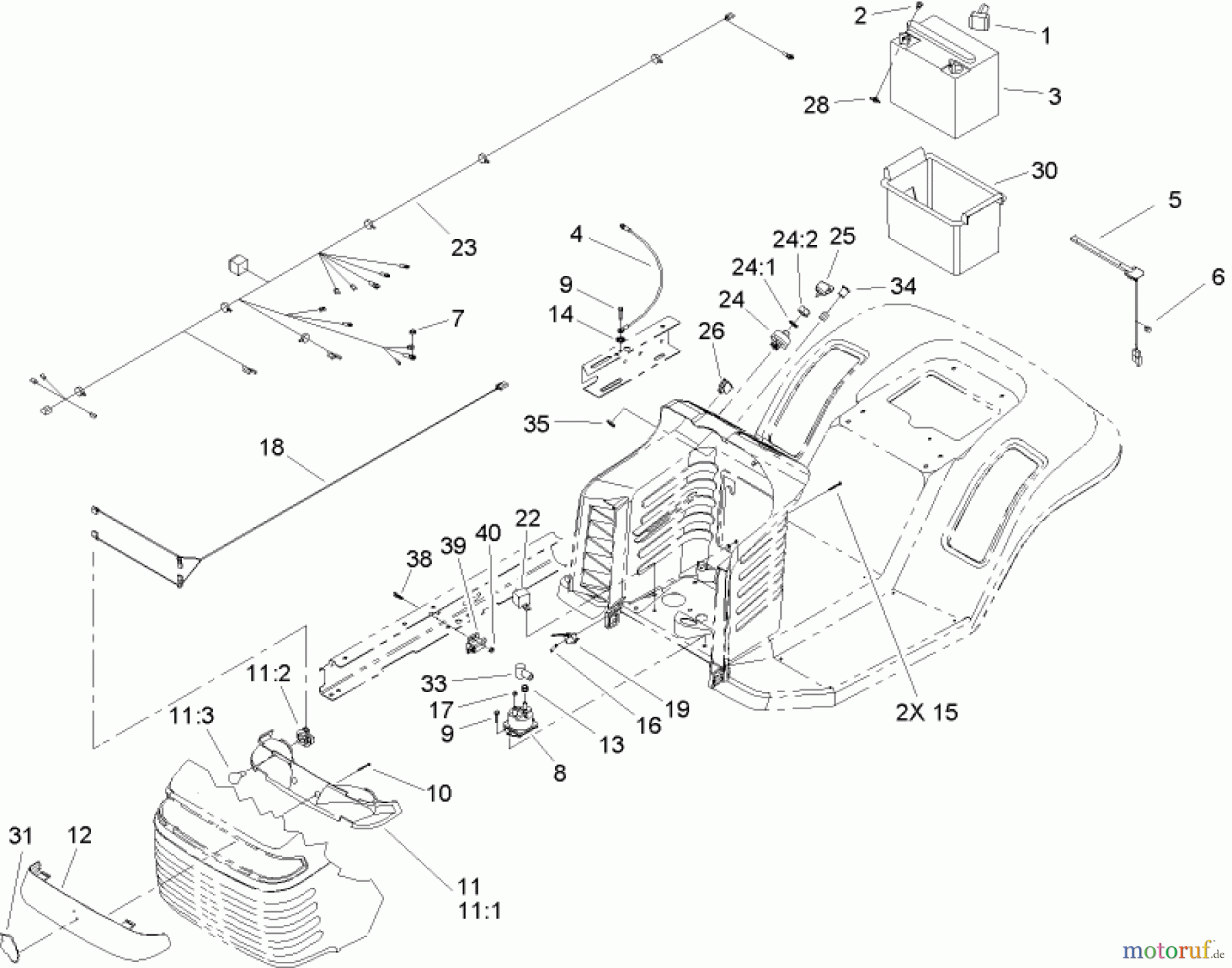 Toro Neu Mowers, Lawn & Garden Tractor Seite 1 71228 (17-44HXL) - Toro 17-44HXL Lawn Tractor, 2003 (230000001-230999999) ELECTRICAL COMPONENT ASSEMBLY