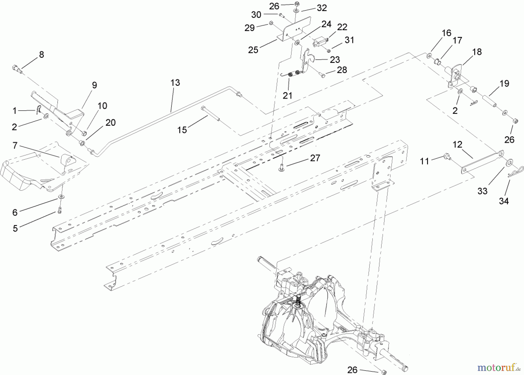 Toro Neu Mowers, Lawn & Garden Tractor Seite 1 71228 (17-44HXL) - Toro 17-44HXL Lawn Tractor, 2003 (230000001-230999999) HYDRO TRANSAXLE AND NO MOW IN REVERSE ASSEMBLY