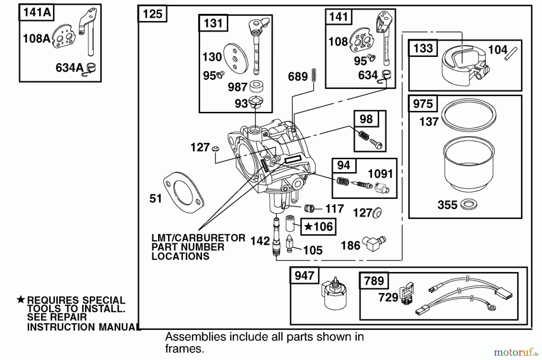 Toro Neu Mowers, Lawn & Garden Tractor Seite 1 71233 (17-44HXL) - Toro 17-44HXL Indy Special Edition Lawn Tractor, 2001 (210000001-210999999) CARBURETOR ASSEMBLY BRIGGS AND STRATTON MODEL 312777-0128-E1