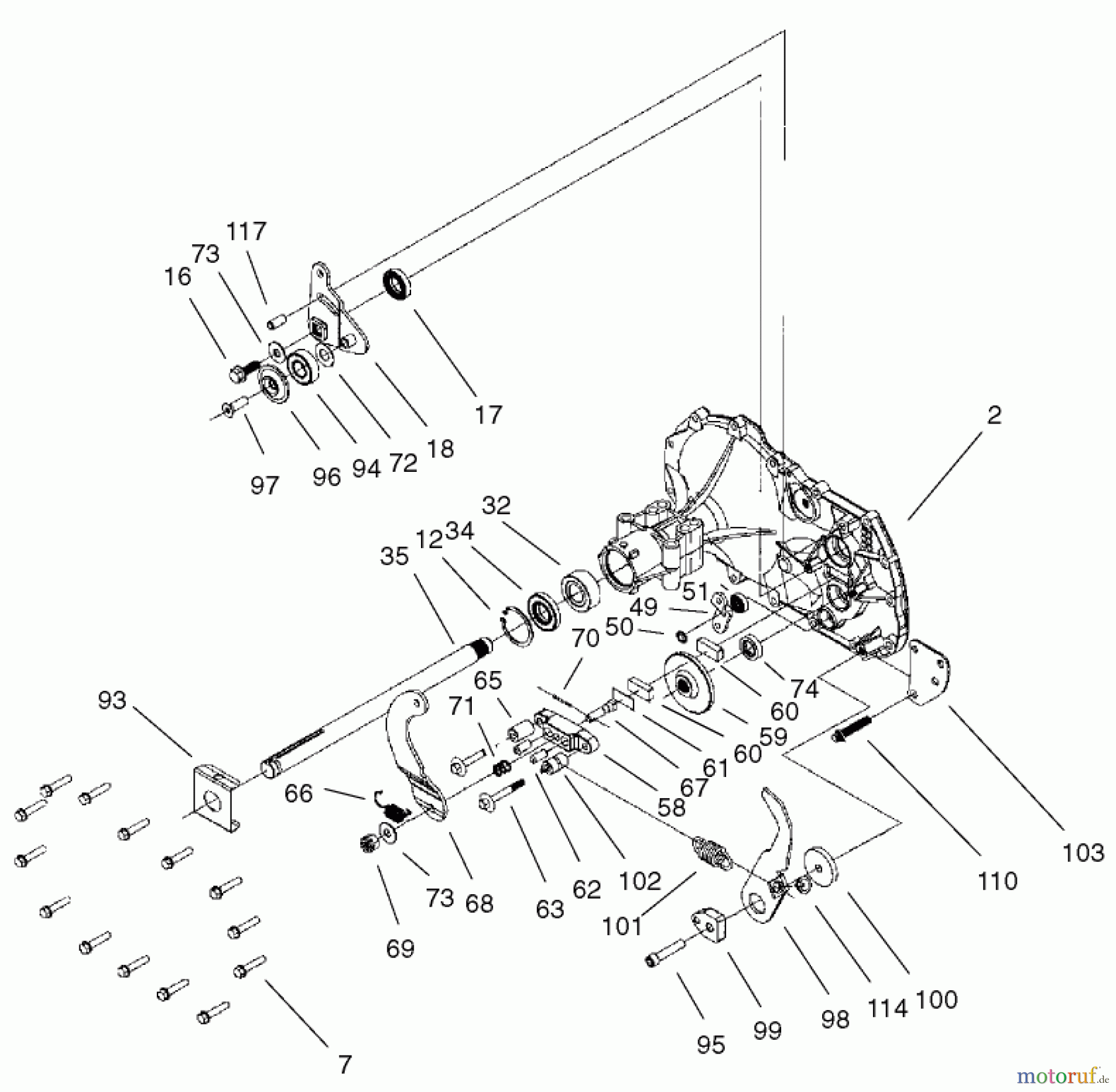Toro Neu Mowers, Lawn & Garden Tractor Seite 1 71233 (17-44HXL) - Toro 17-44HXL Indy Special Edition Lawn Tractor, 2001 (210000001-210999999) HOUSING AND BEARING ASSEMBLY
