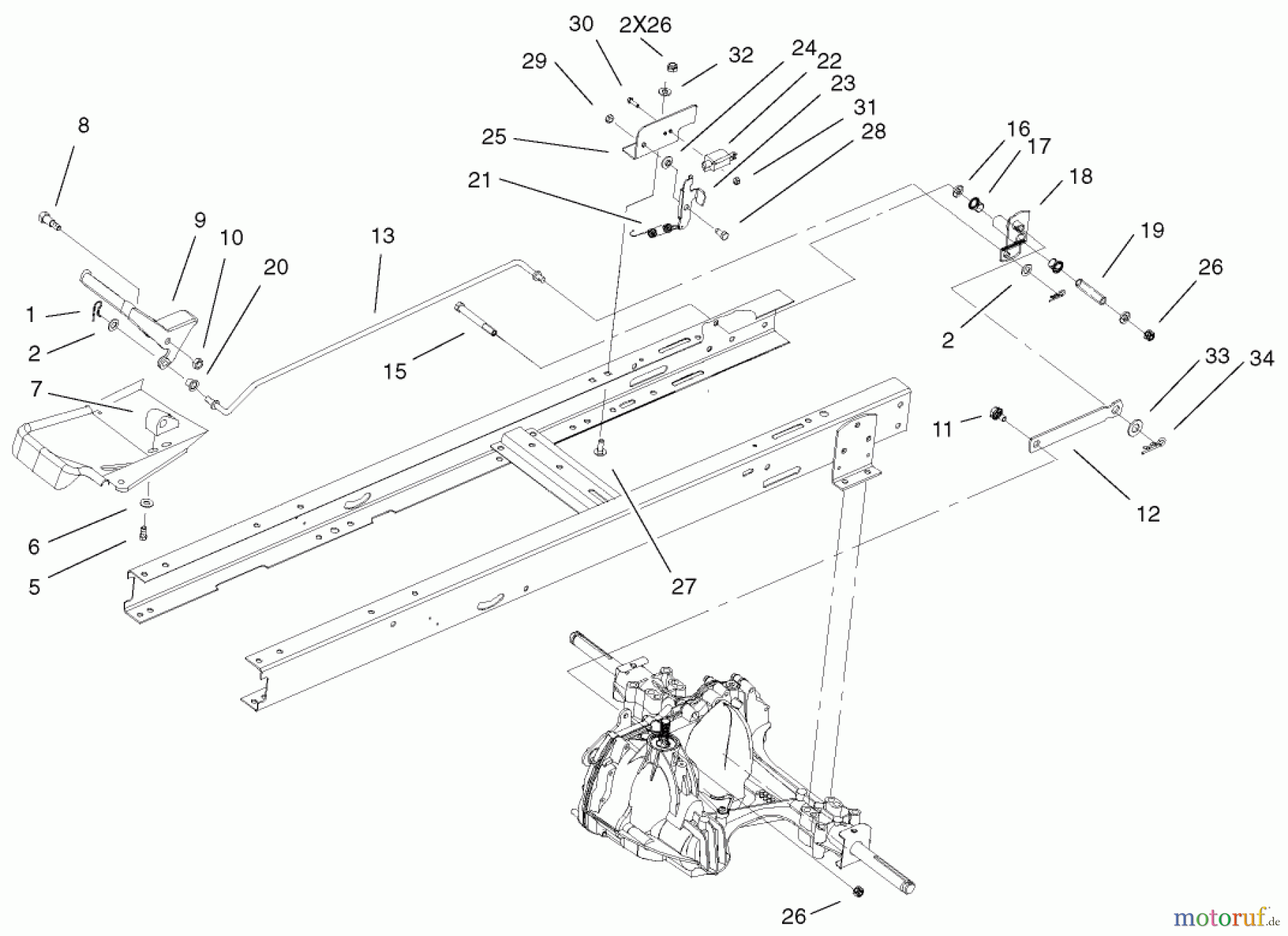 Toro Neu Mowers, Lawn & Garden Tractor Seite 1 71233 (17-44HXL) - Toro 17-44HXL Indy Special Edition Lawn Tractor, 2001 (210000001-210999999) HYDRO TRANSAXLE CONTROLS AND NMIR ASSEMBLY