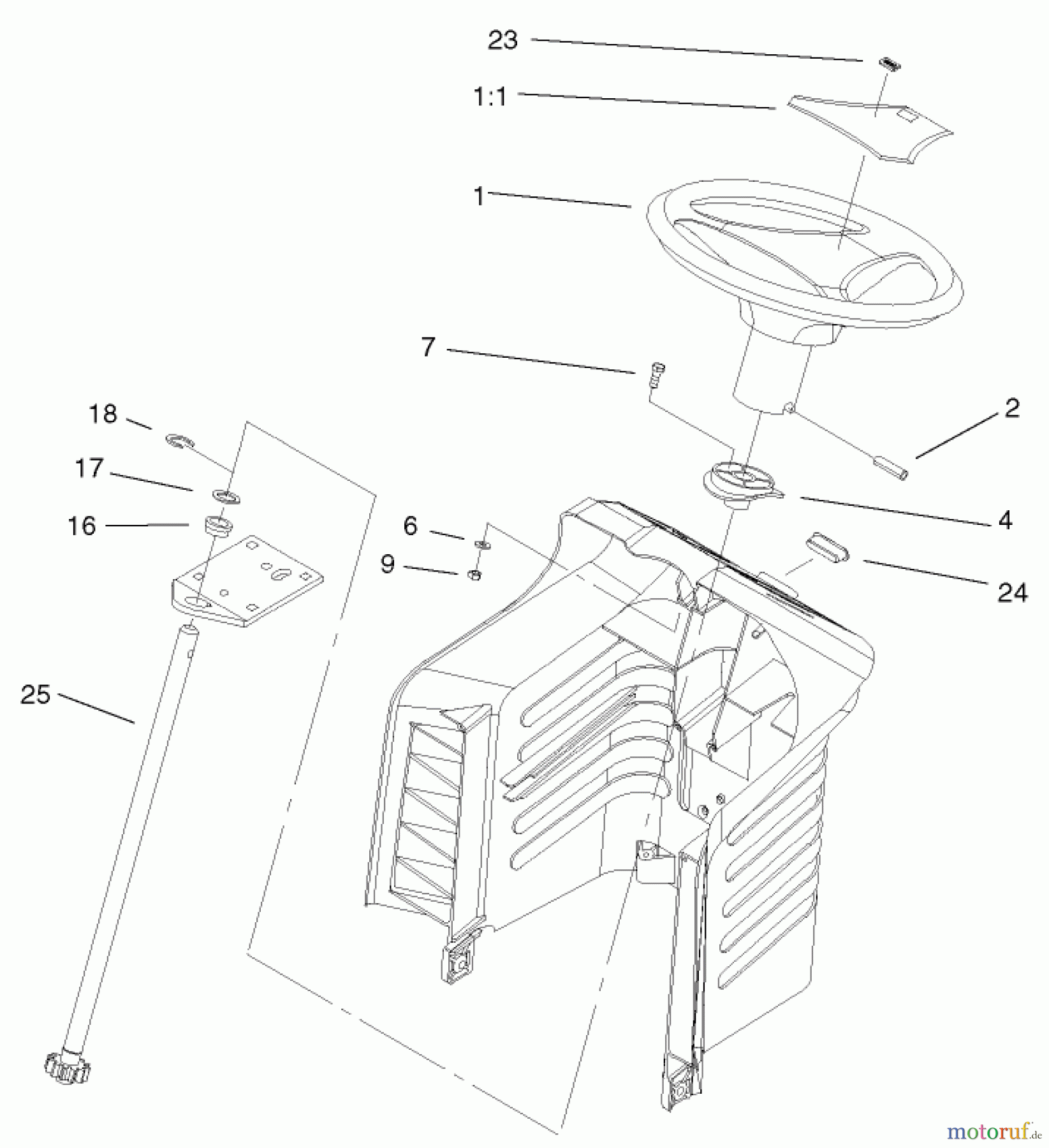 Toro Neu Mowers, Lawn & Garden Tractor Seite 1 71233 (17-44HXL) - Toro 17-44HXL Indy Special Edition Lawn Tractor, 2001 (210000001-210999999) STEERING ASSEMBLY #2