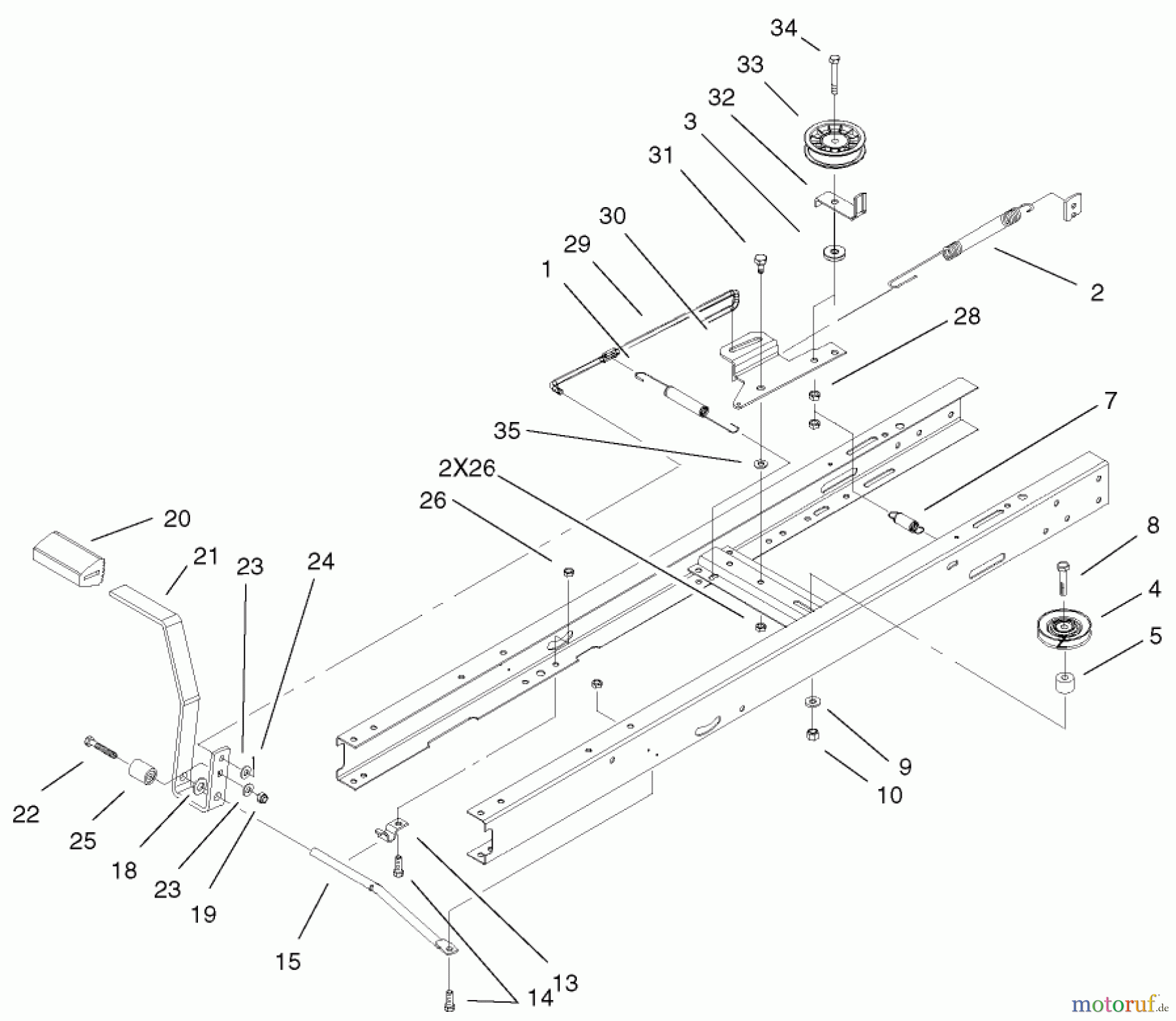Toro Neu Mowers, Lawn & Garden Tractor Seite 1 71233 (17-44HXL) - Toro 17-44HXL Indy Special Edition Lawn Tractor, 2001 (210000001-210999999) TRACTION BRAKE ASSEMBLY