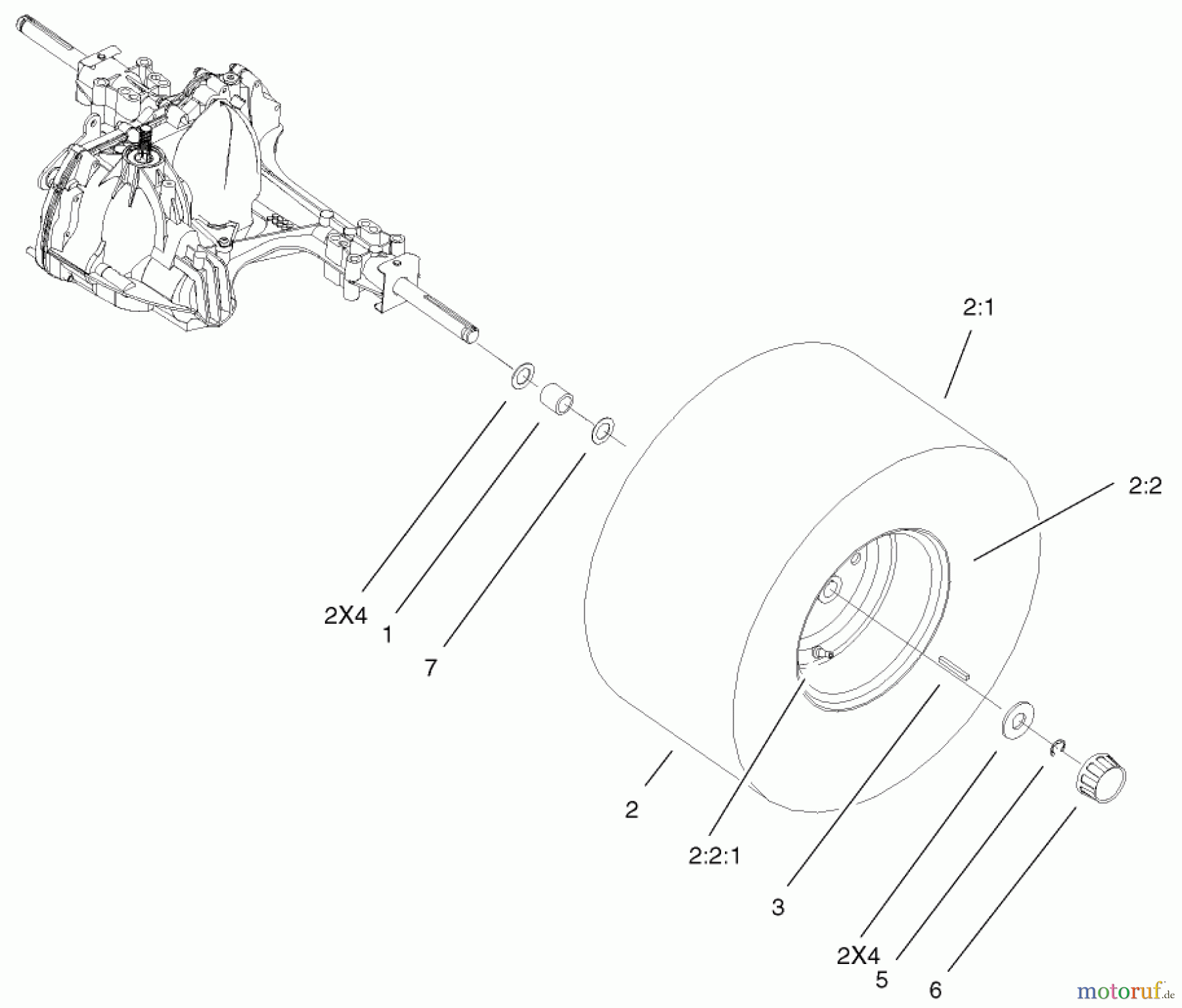Toro Neu Mowers, Lawn & Garden Tractor Seite 1 71233 (17-44HXL) - Toro 17-44HXL Indy Special Edition Lawn Tractor, 2001 (210000001-210999999) WHEEL AND TIRE ASSEMBLY