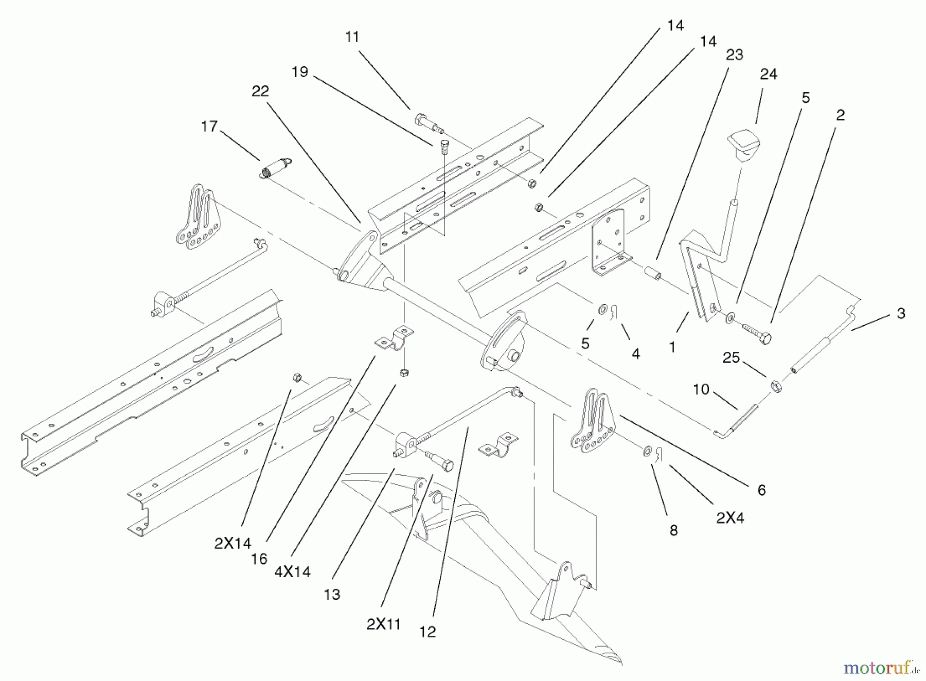Toro Neu Mowers, Lawn & Garden Tractor Seite 1 71233 (17-44HXL) - Toro 17-44HXL Indy Special Edition Lawn Tractor, 2002 (220000001-220999999) HEIGHT OF CUT ASSEMBLY