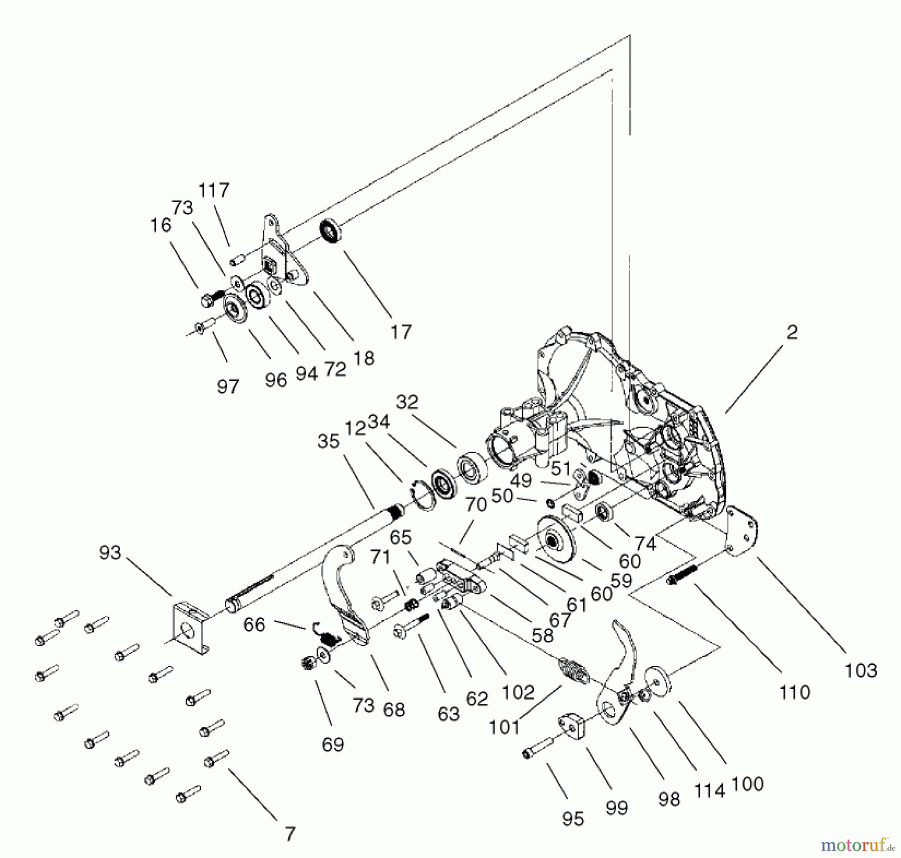 Toro Neu Mowers, Lawn & Garden Tractor Seite 1 71233 (17-44HXL) - Toro 17-44HXL Indy Special Edition Lawn Tractor, 2002 (220000001-220999999) HOUSING AND BEARING ASSEMBLY