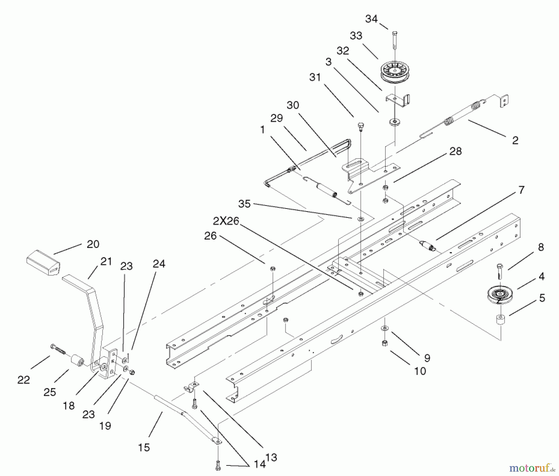 Toro Neu Mowers, Lawn & Garden Tractor Seite 1 71233 (17-44HXL) - Toro 17-44HXL Indy Special Edition Lawn Tractor, 2002 (220000001-220999999) TRACTION BRAKE ASSEMBLY