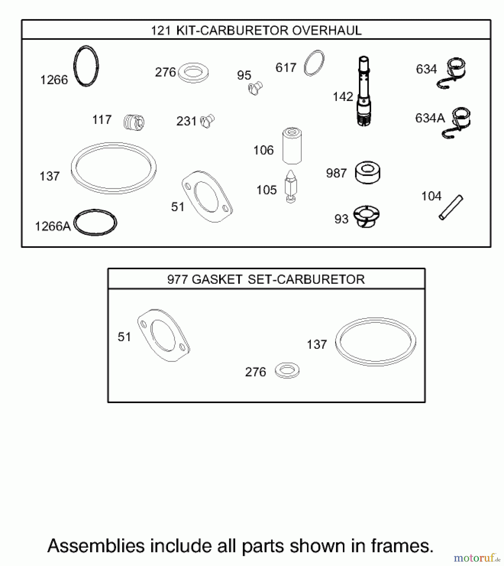 Toro Neu Mowers, Lawn & Garden Tractor Seite 1 71233 (17-44HXL) - Toro 17-44HXL Indy Special Edition Lawn Tractor, 2003 (230000001-230999999) CARBURETOR OVERHAUL KIT ASSEMBLY BRIGGS AND STRATTON MODEL 31F777-0123-E1
