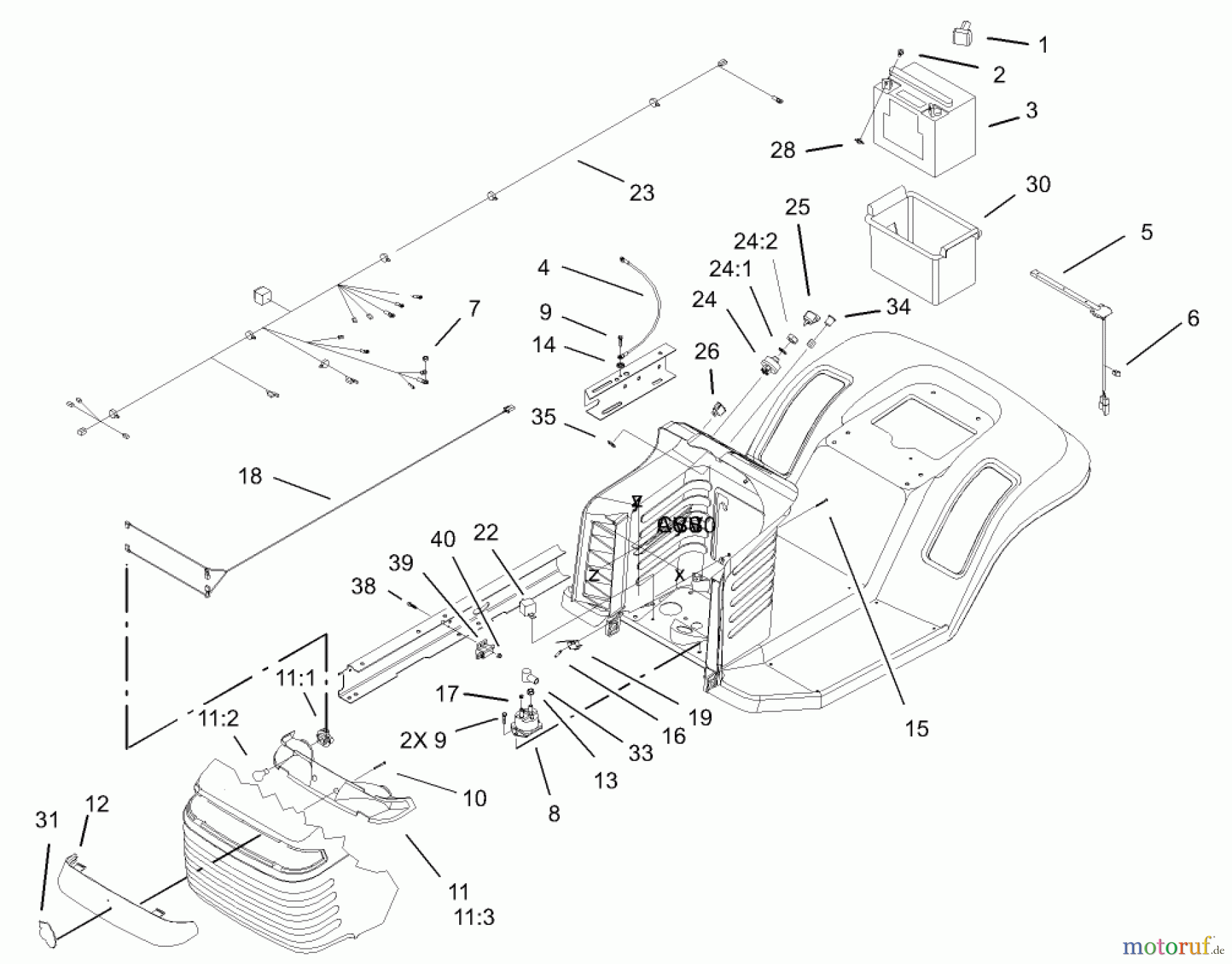 Toro Neu Mowers, Lawn & Garden Tractor Seite 1 71233 (17-44HXL) - Toro 17-44HXL Indy Special Edition Lawn Tractor, 2003 (230000001-230999999) ELECTRICAL COMPONENT ASSEMBLY