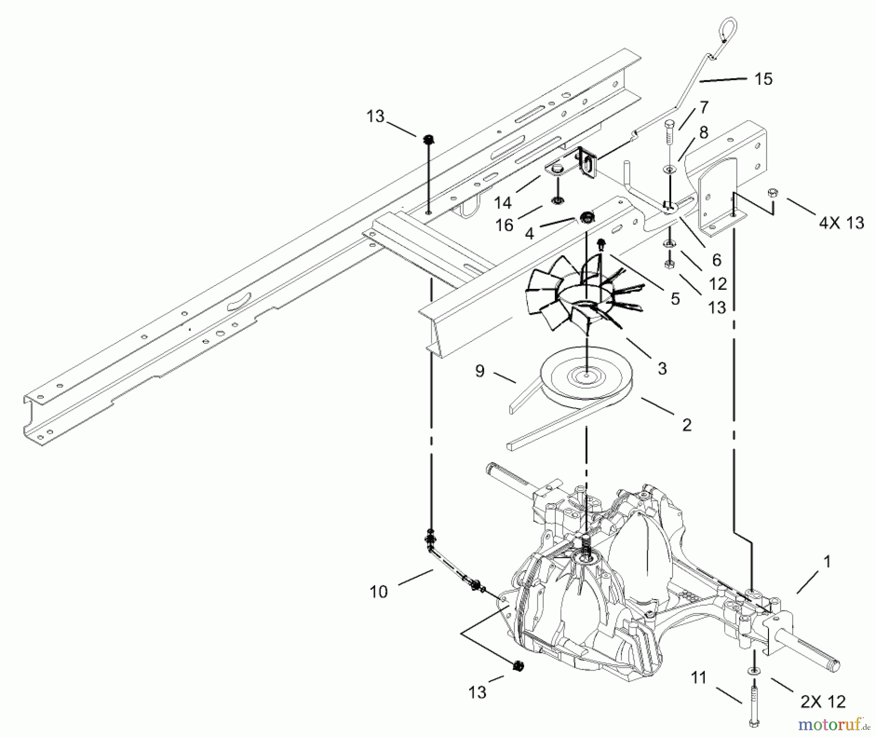 Toro Neu Mowers, Lawn & Garden Tractor Seite 1 71233 (17-44HXL) - Toro 17-44HXL Indy Special Edition Lawn Tractor, 2003 (230000001-230999999) TRANSAXLE COMPONENT ASSEMBLY