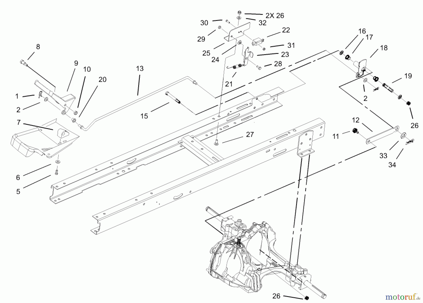 Toro Neu Mowers, Lawn & Garden Tractor Seite 1 71233 (17-44HXL) - Toro 17-44HXL Indy Special Edition Lawn Tractor, 2003 (230000001-230999999) TRANSAXLE INSTALLATION ASSEMBLY