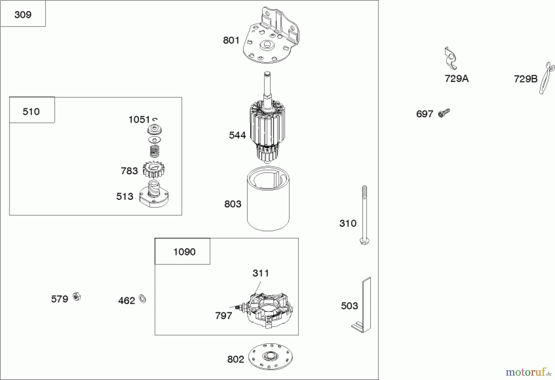  Toro Neu Mowers, Lawn & Garden Tractor Seite 1 71245 (14-38HXLE) - Toro 14-38HXLE Lawn Tractor, 2004 (240000001-240999999) STARTER ASSEMBLY BRIGGS AND STRATTON MODEL 280H07-0160-E1
