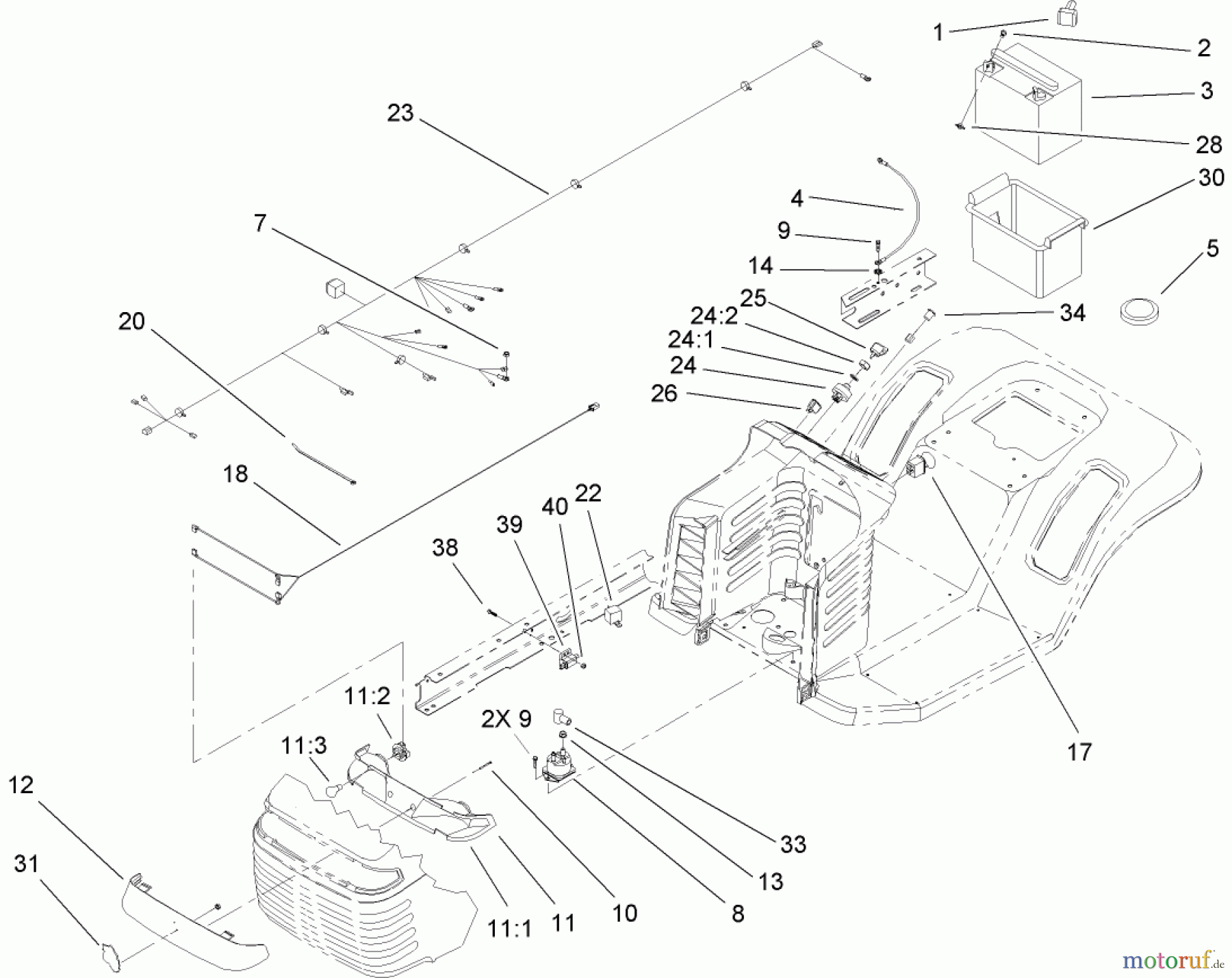  Toro Neu Mowers, Lawn & Garden Tractor Seite 1 71246 (XL 380H) - Toro XL 380H Lawn Tractor, 2007 (270000001-270999999) ELECTRICAL ASSEMBLY