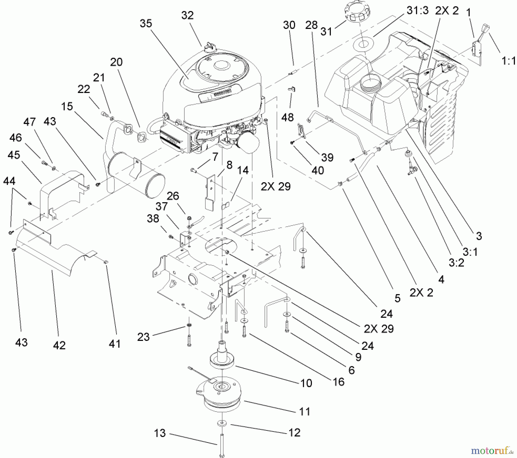  Toro Neu Mowers, Lawn & Garden Tractor Seite 1 71246 (XL 380H) - Toro XL 380H Lawn Tractor, 2007 (270000001-270999999) ENGINE ASSEMBLY