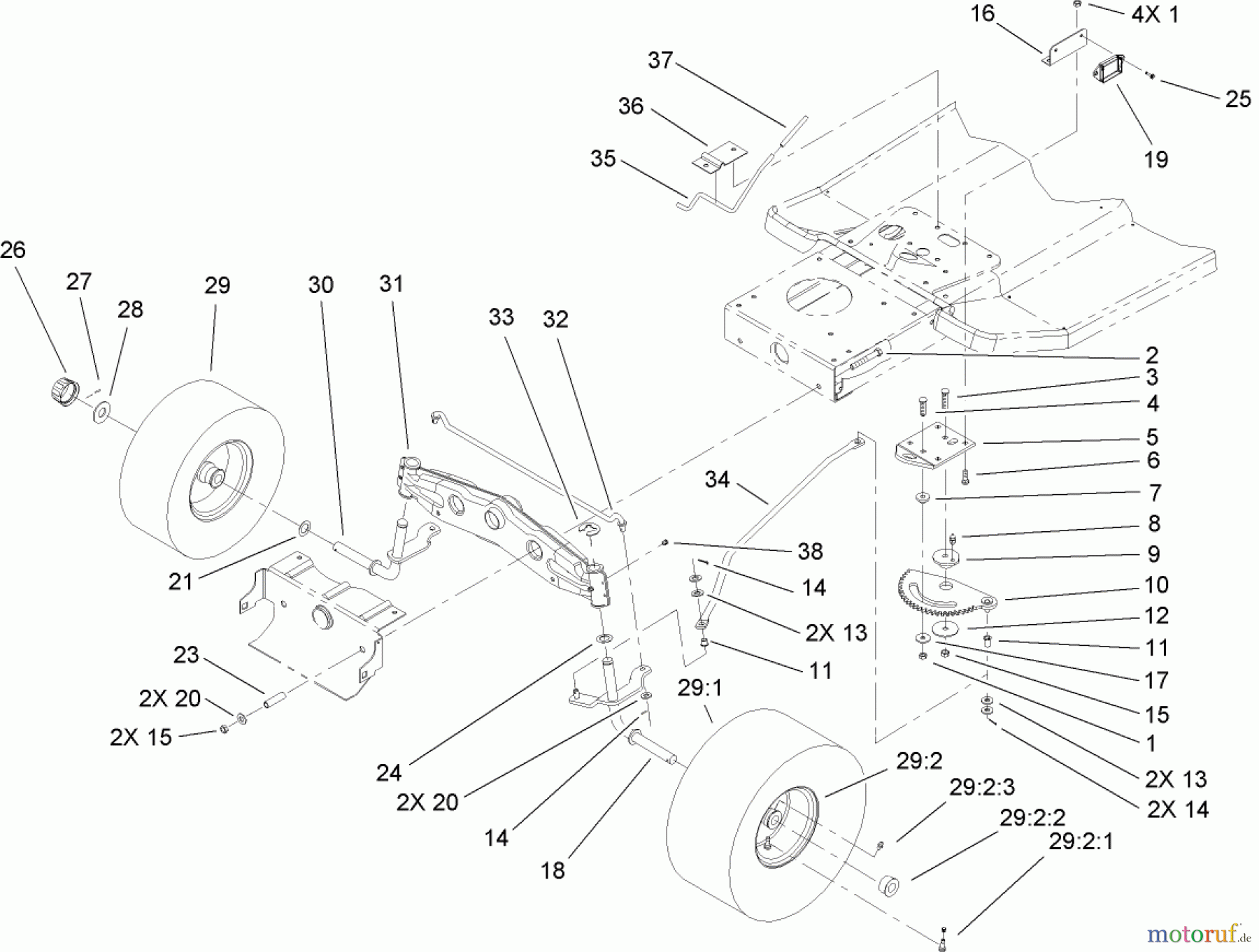  Toro Neu Mowers, Lawn & Garden Tractor Seite 1 71246 (XL 380H) - Toro XL 380H Lawn Tractor, 2007 (270000001-270999999) STEERING ASSEMBLY