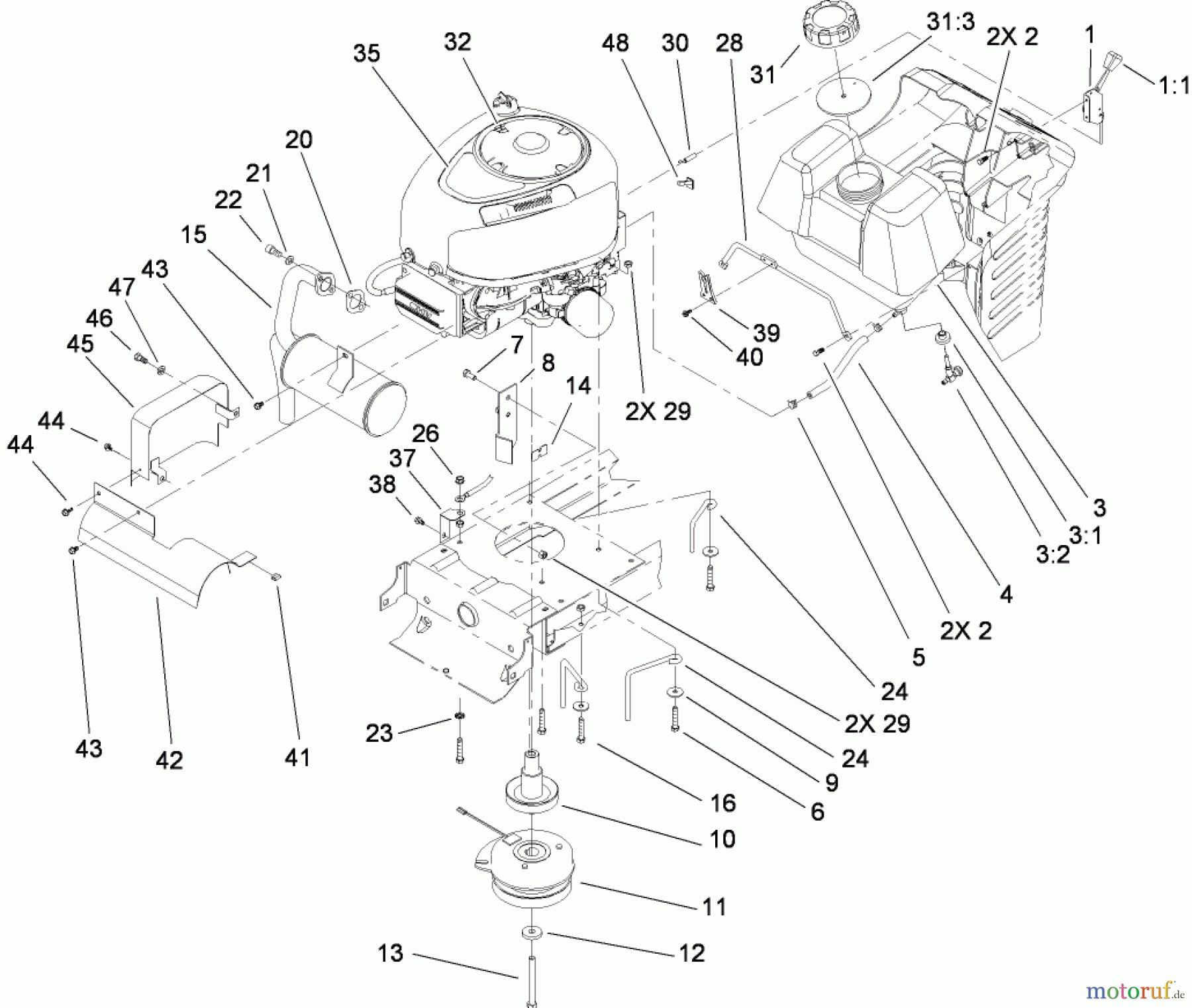 Toro Neu Mowers, Lawn & Garden Tractor Seite 1 71252 (XL 380H) - Toro XL 380H Lawn Tractor, 2009 (290000001-290999999) ENGINE ASSEMBLY