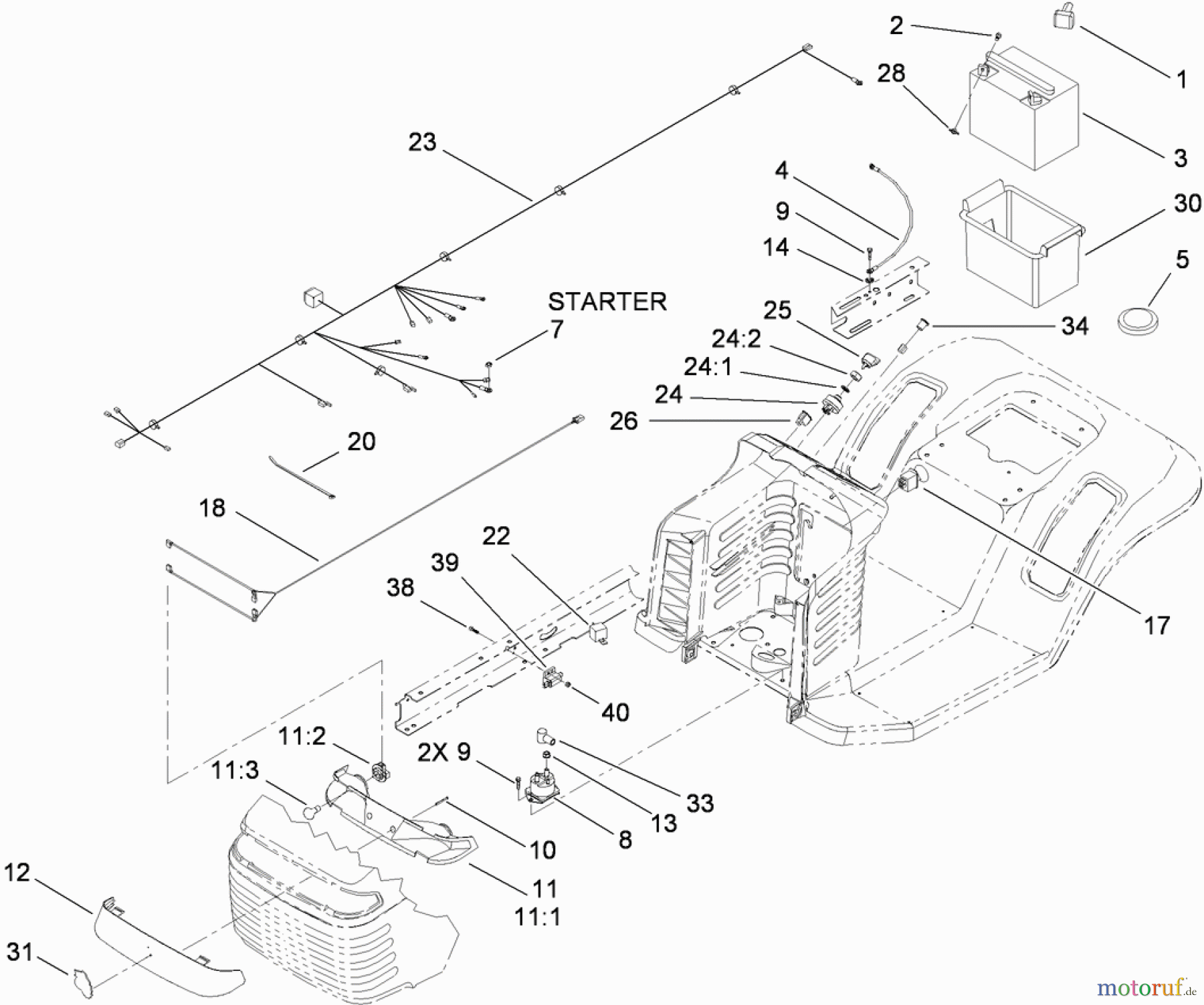  Toro Neu Mowers, Lawn & Garden Tractor Seite 1 71252 (XL 380H) - Toro XL 380H Lawn Tractor, 2010 (310000001-310002000) ELECTRICAL ASSEMBLY