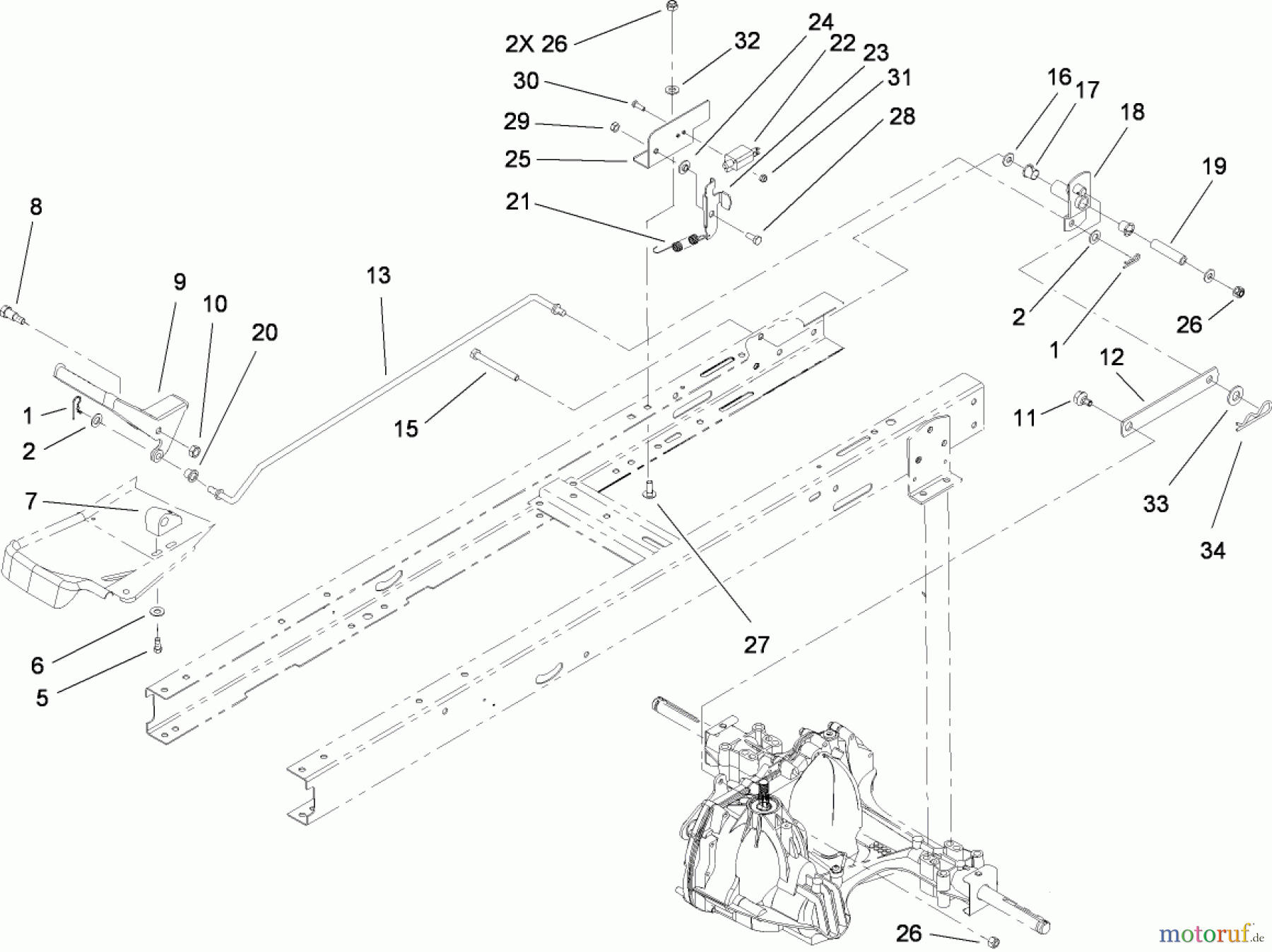  Toro Neu Mowers, Lawn & Garden Tractor Seite 1 71252 (XL 380H) - Toro XL 380H Lawn Tractor, 2010 (310000001-310002000) HYDRO TRANSAXLE CONTROL ASSEMBLY