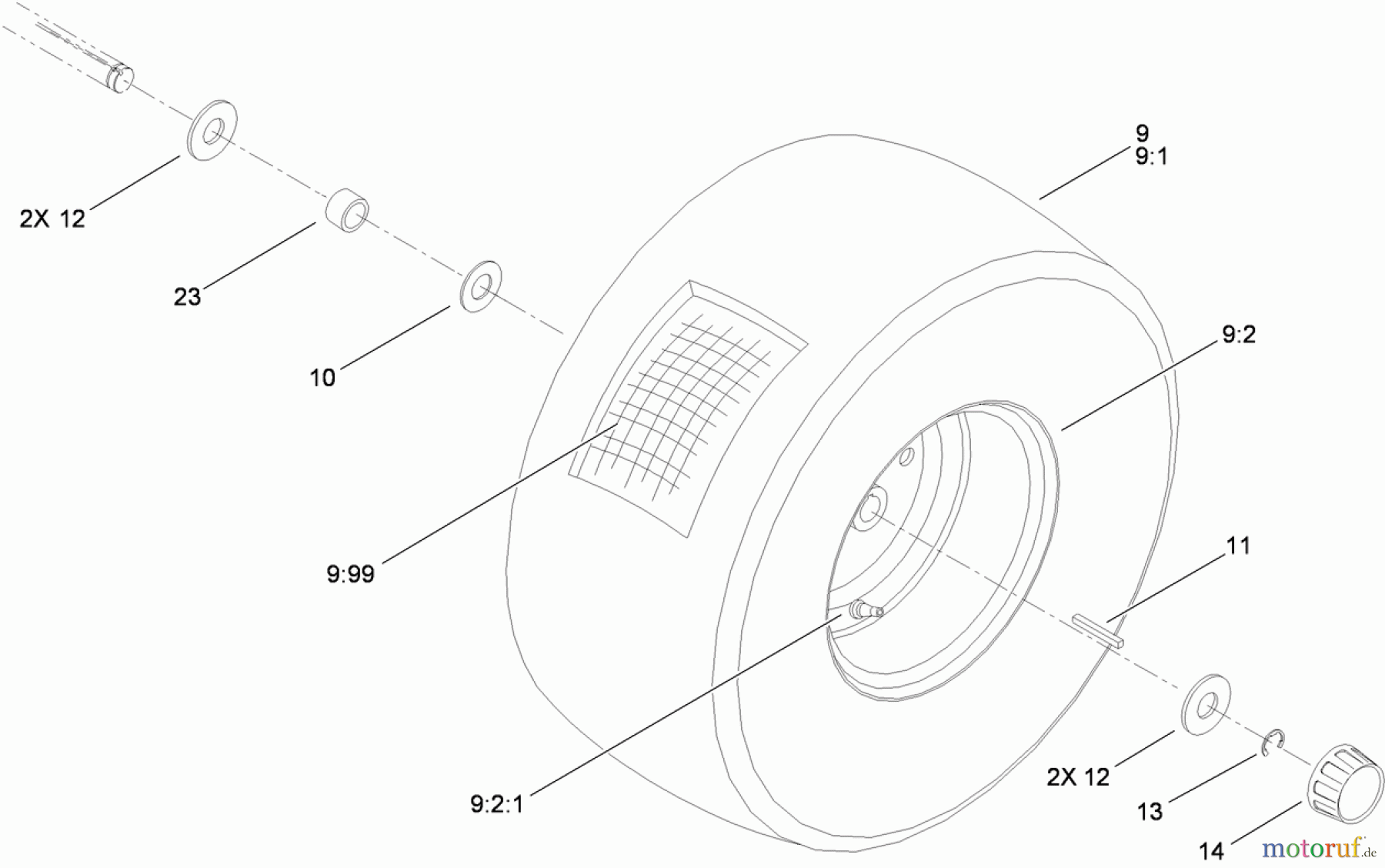  Toro Neu Mowers, Lawn & Garden Tractor Seite 1 71252 (XL 380H) - Toro XL 380H Lawn Tractor, 2010 (310000001-310002000) REAR WHEEL AND TIRE ASSEMBLY