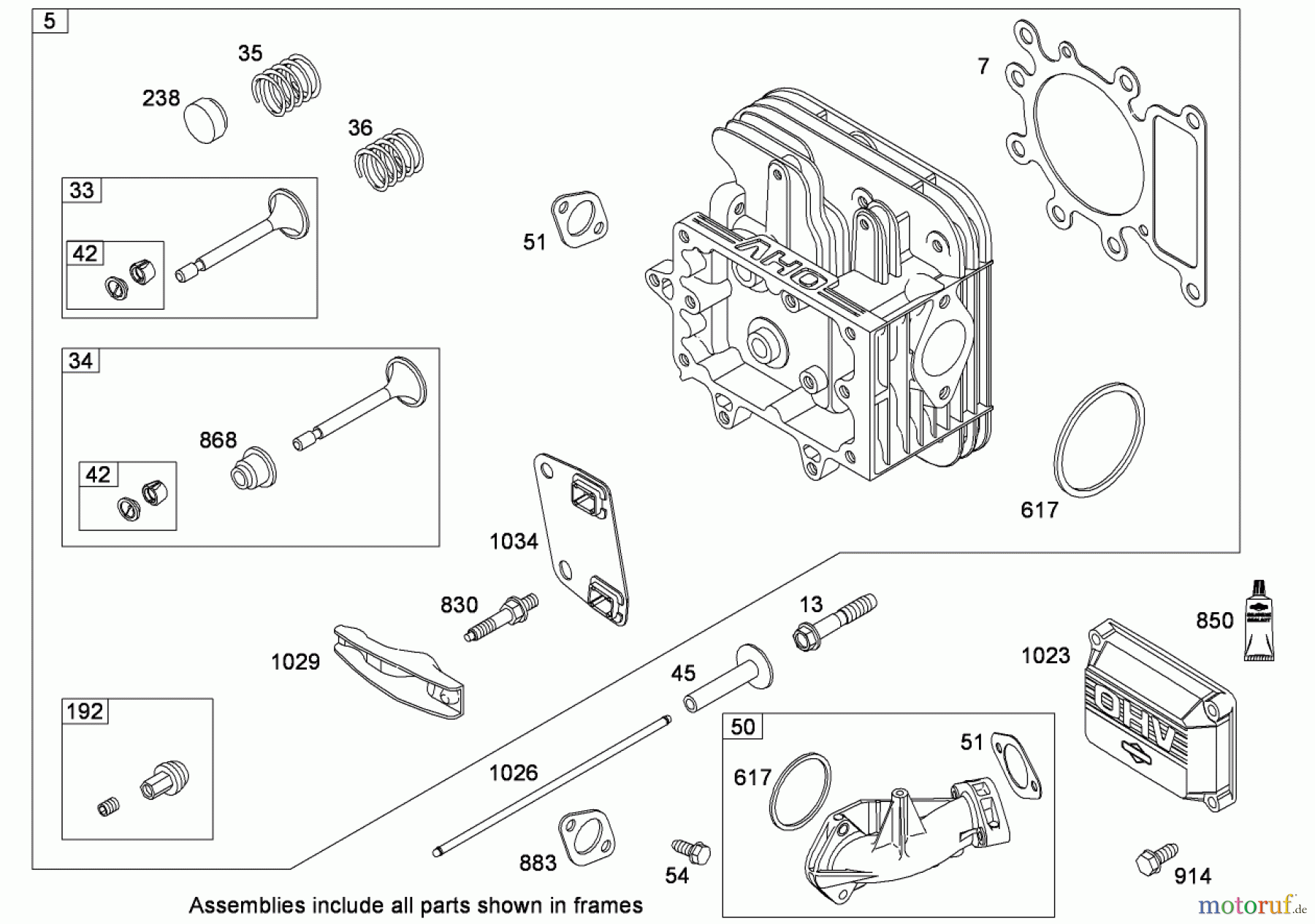 Toro Neu Mowers, Lawn & Garden Tractor Seite 1 71253 (XL 440H) - Toro XL 440H Lawn Tractor, 2008 (280000001-280999999) CYLINDER HEAD ASSEMBLY BRIGGS AND STRATTON MODEL 31P777-0133-E1