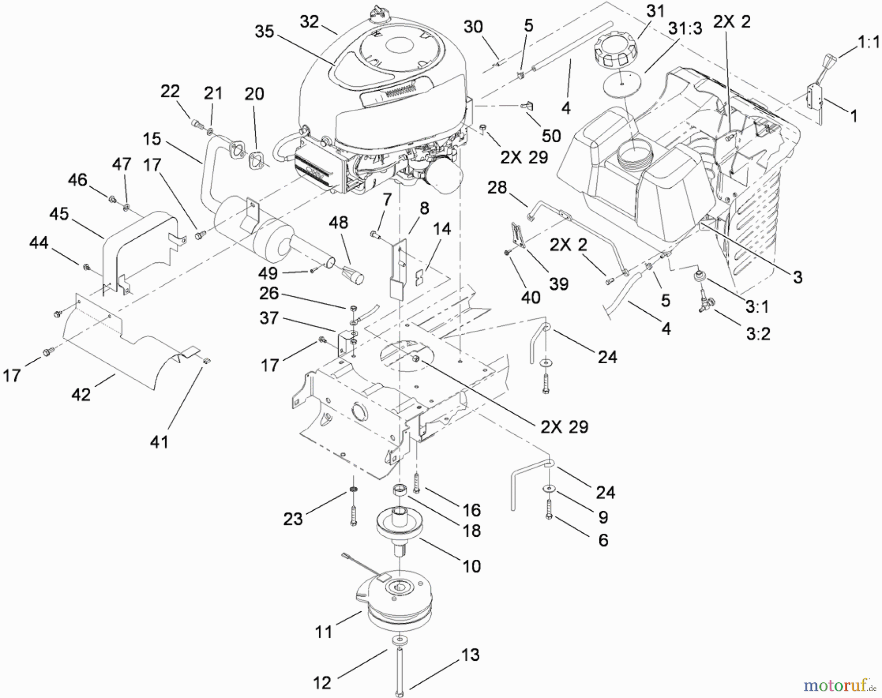Toro Neu Mowers, Lawn & Garden Tractor Seite 1 71253 (XL 440H) - Toro XL 440H Lawn Tractor, 2008 (280000001-280999999) ENGINE ASSEMBLY